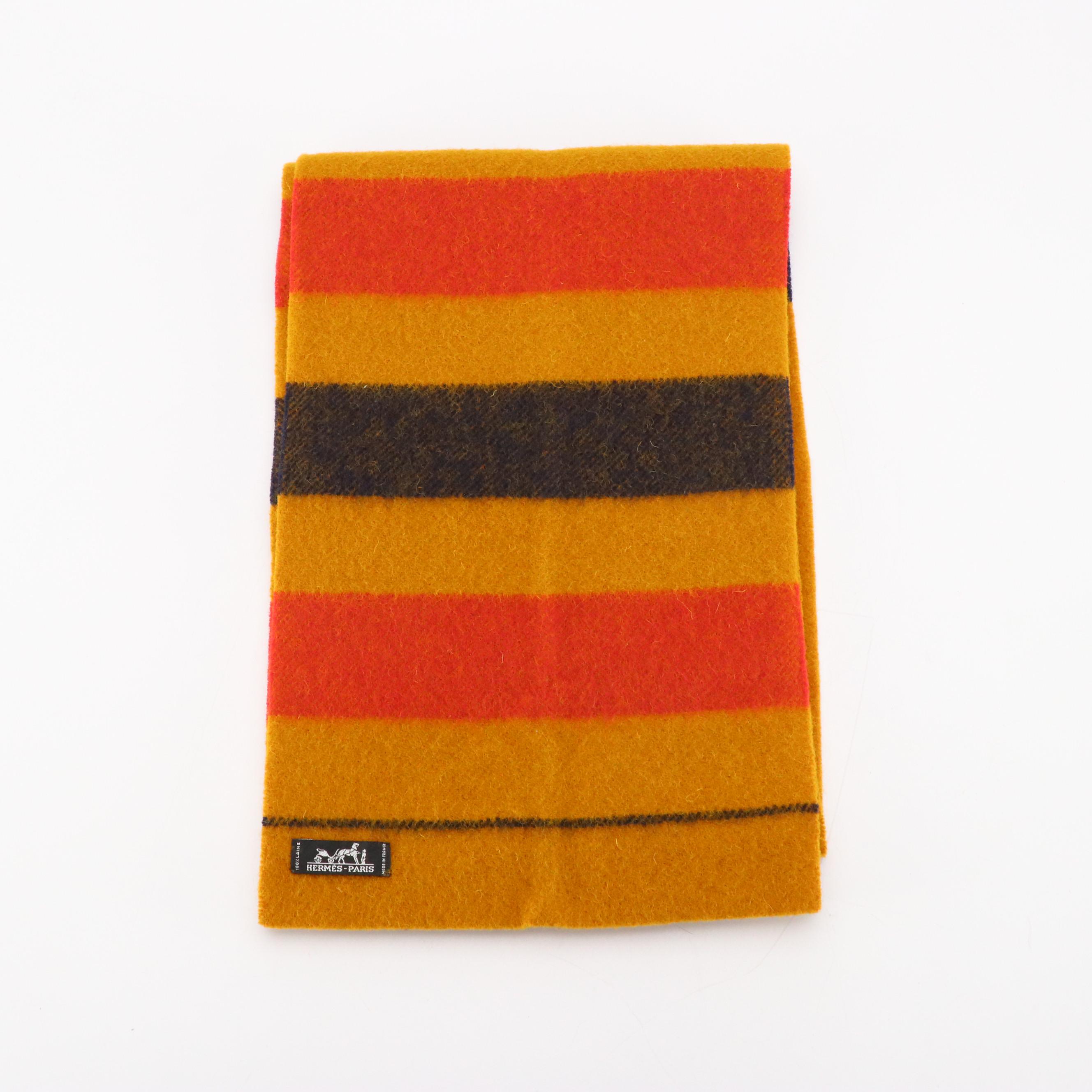 Hermès Rocabar Muffler Scarf in Striped Wool
