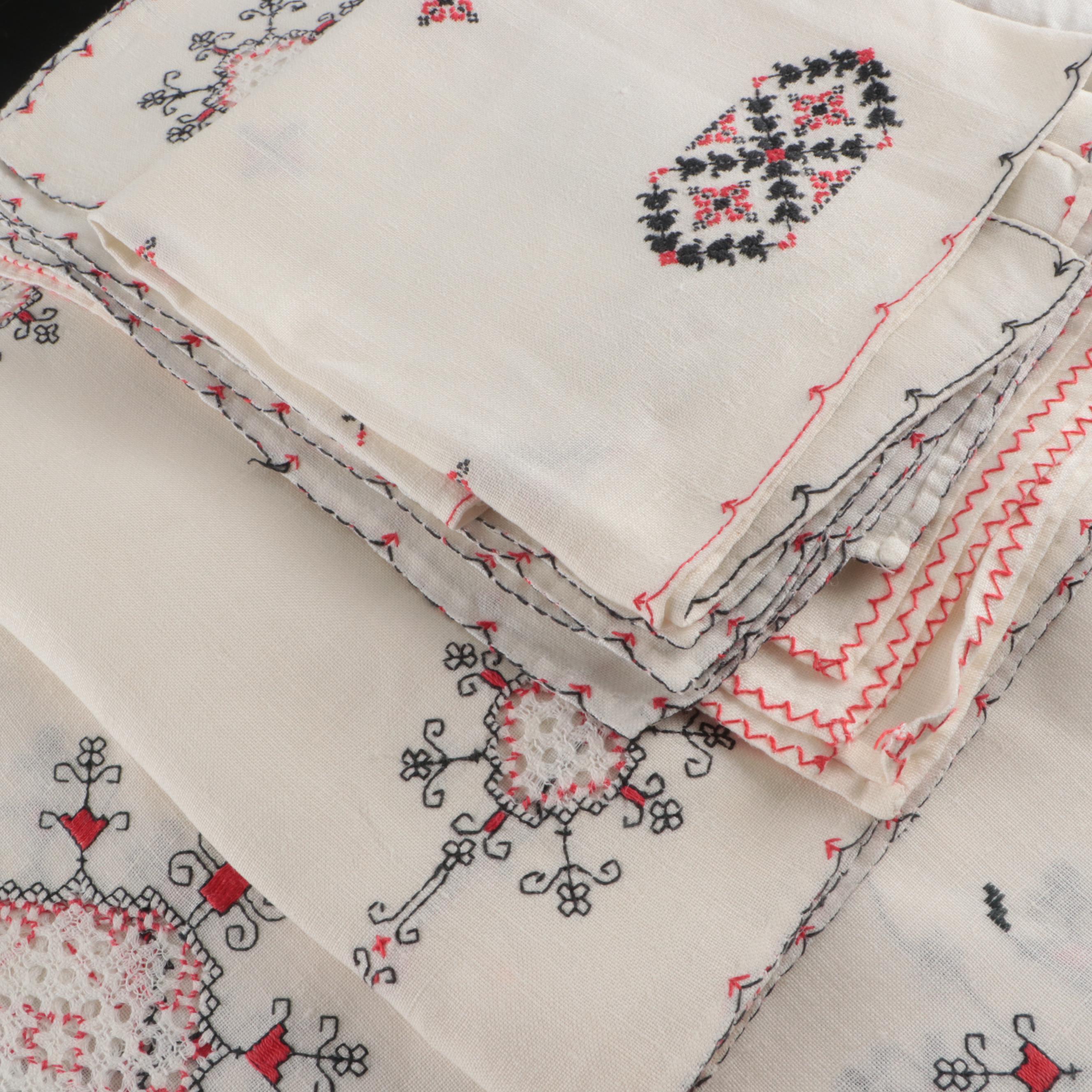 Floral Embroidered with Other Tablecloths, Placemats and Napkins