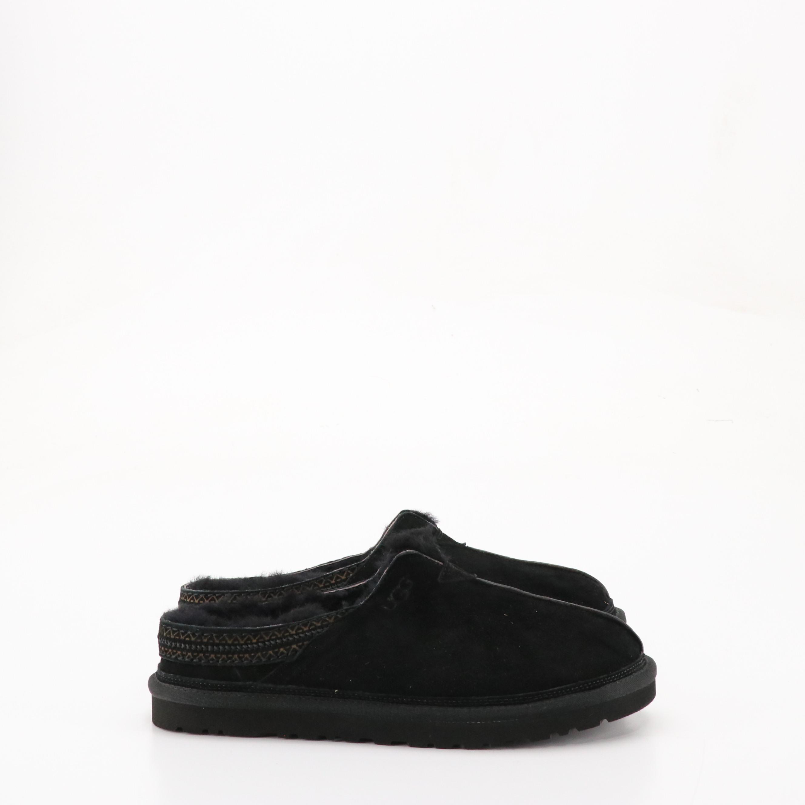 Men's Ugg Neuman Black Suede Shearling Slippers with Box