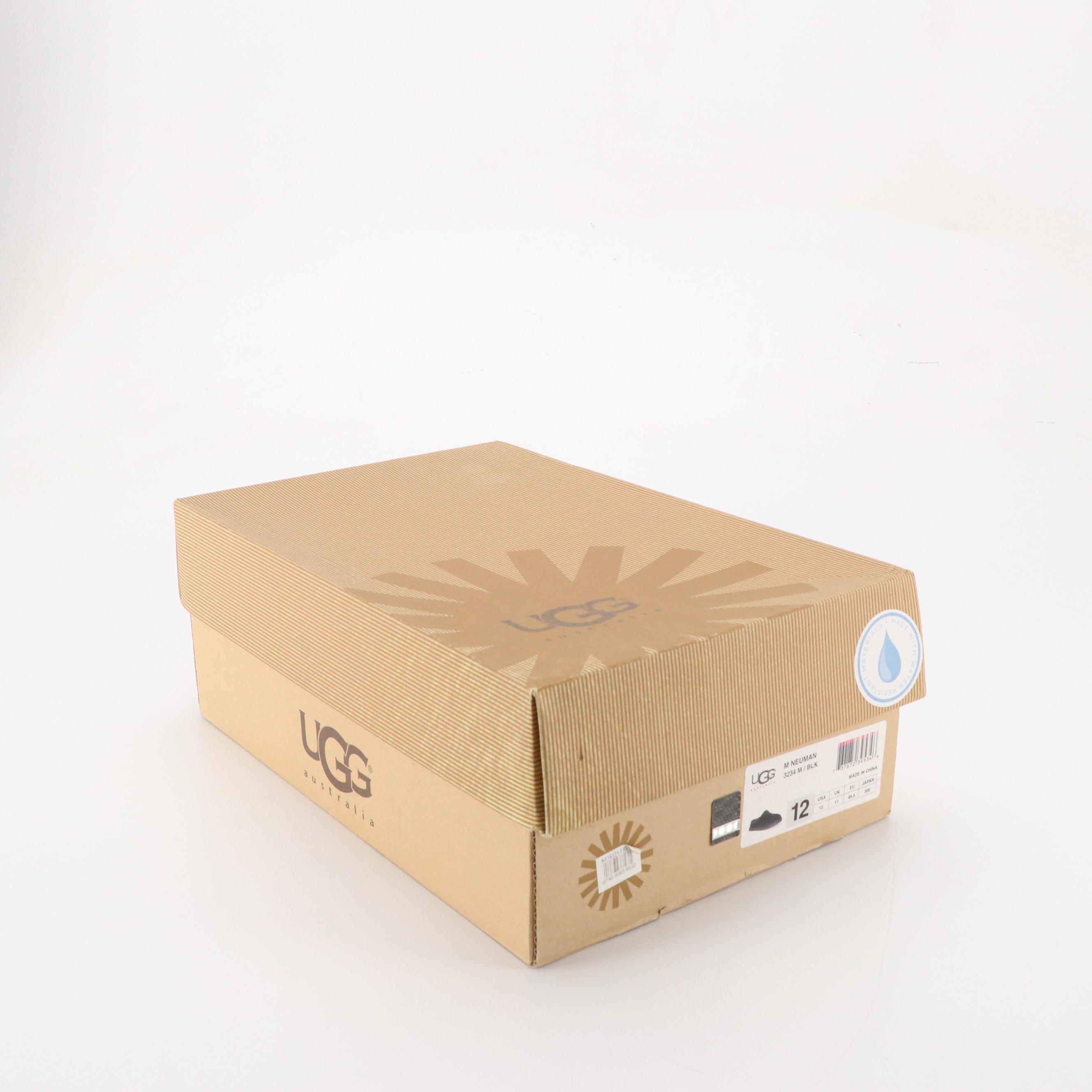 Men's Ugg Neuman Black Suede Shearling Slippers with Box