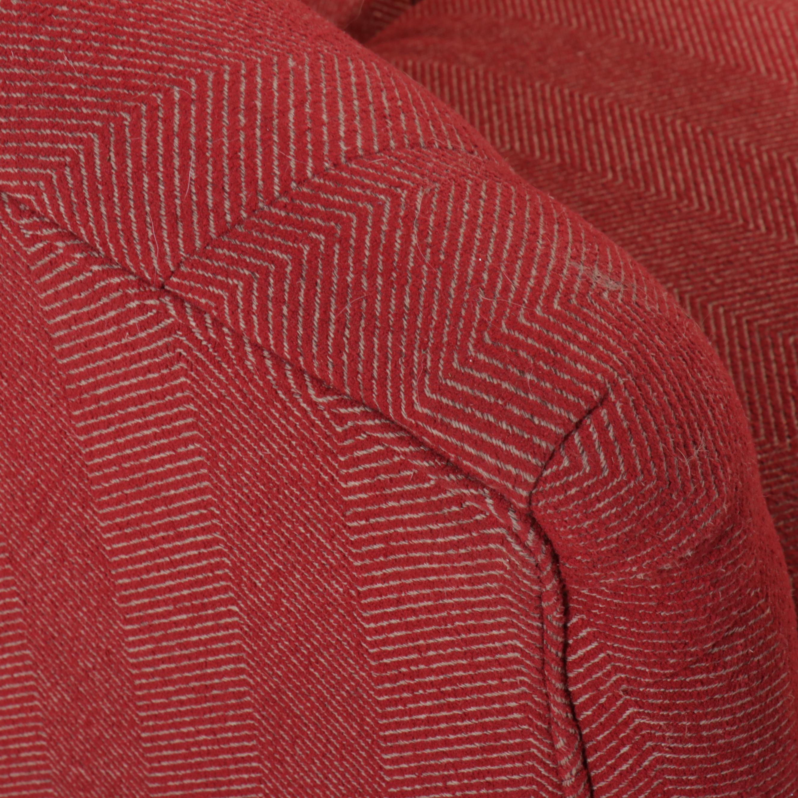 Sherrill Furniture Red Herringbone Upholster Button-Tufted Sofa