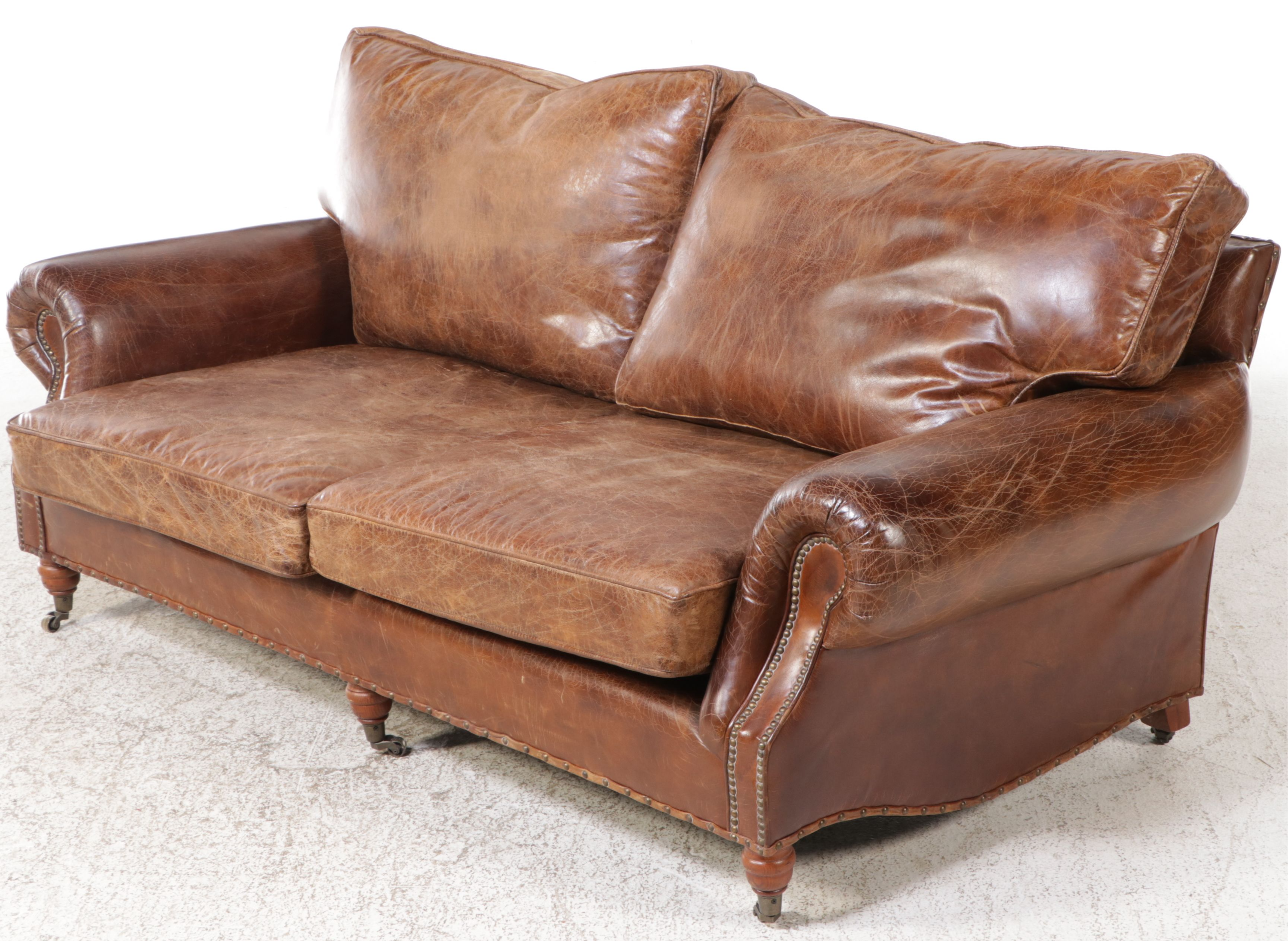Brown Leather Loveseat