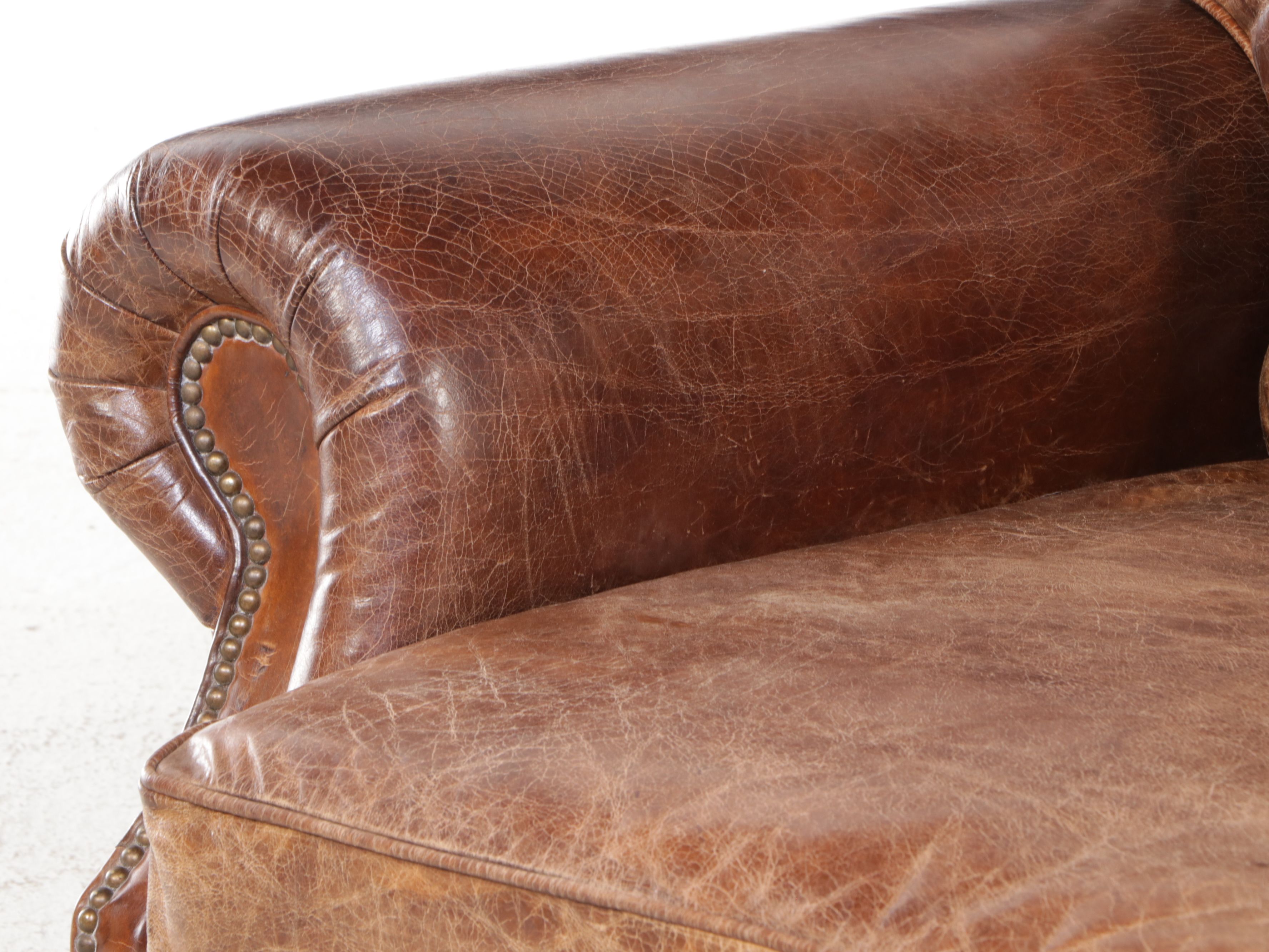 Brown Leather Loveseat