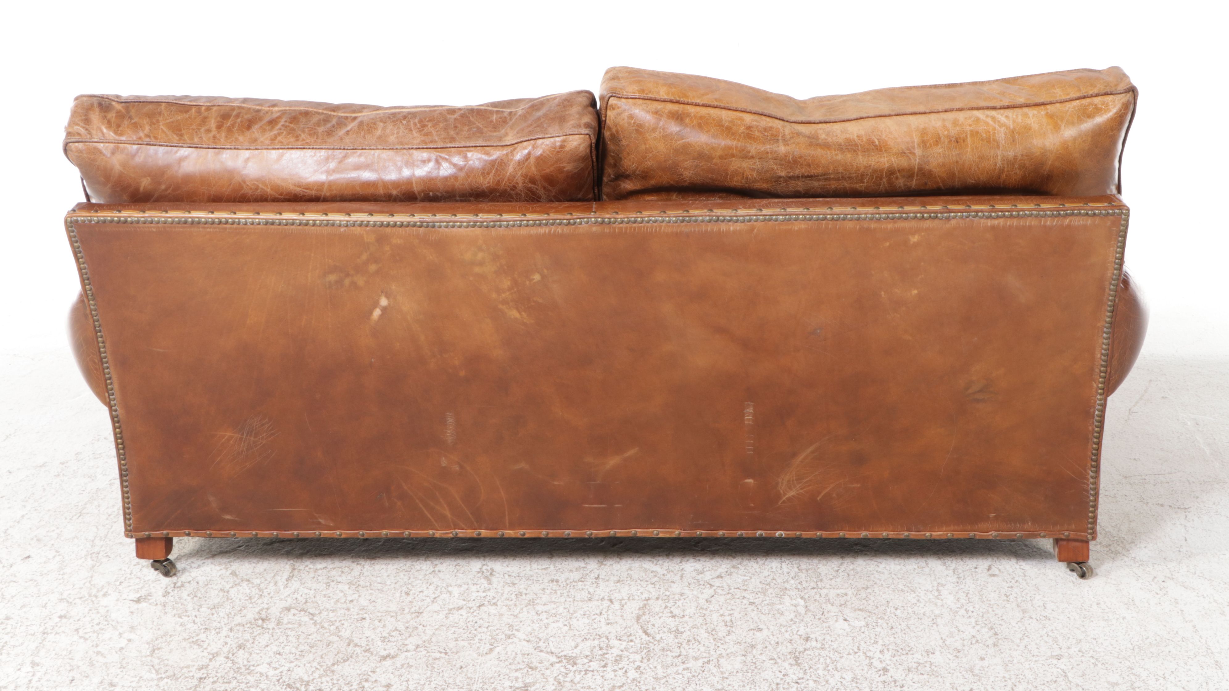 Brown Leather Loveseat