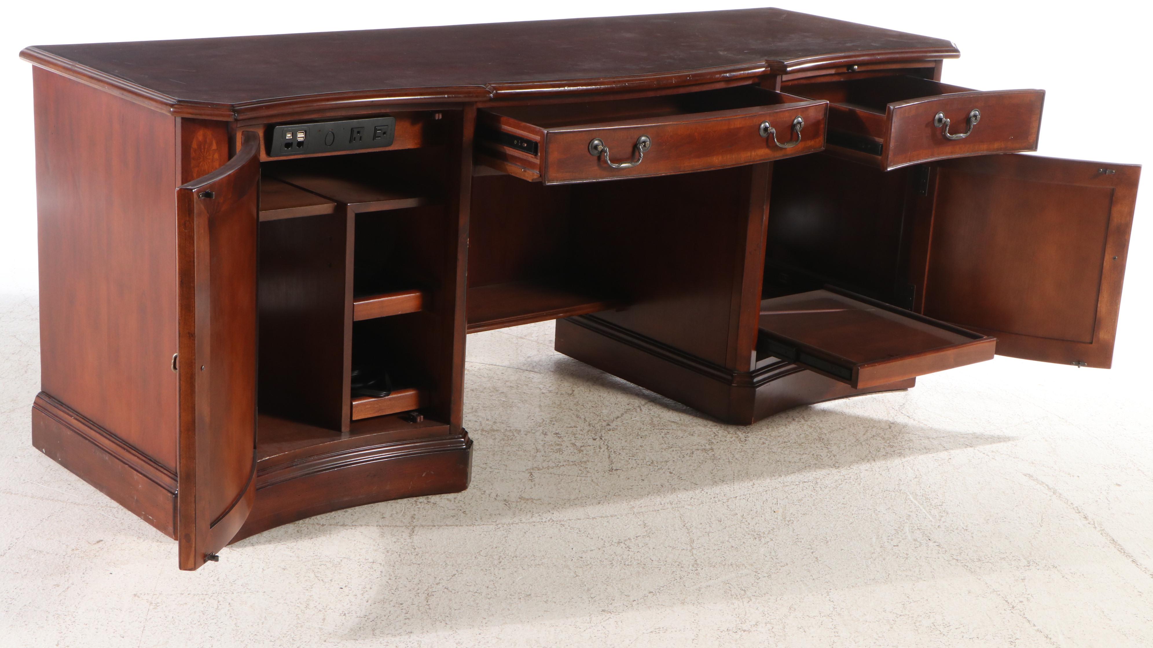 Hooker Furniture "Seven Seas" Mahogany Desk with Faux Leather Office Chair