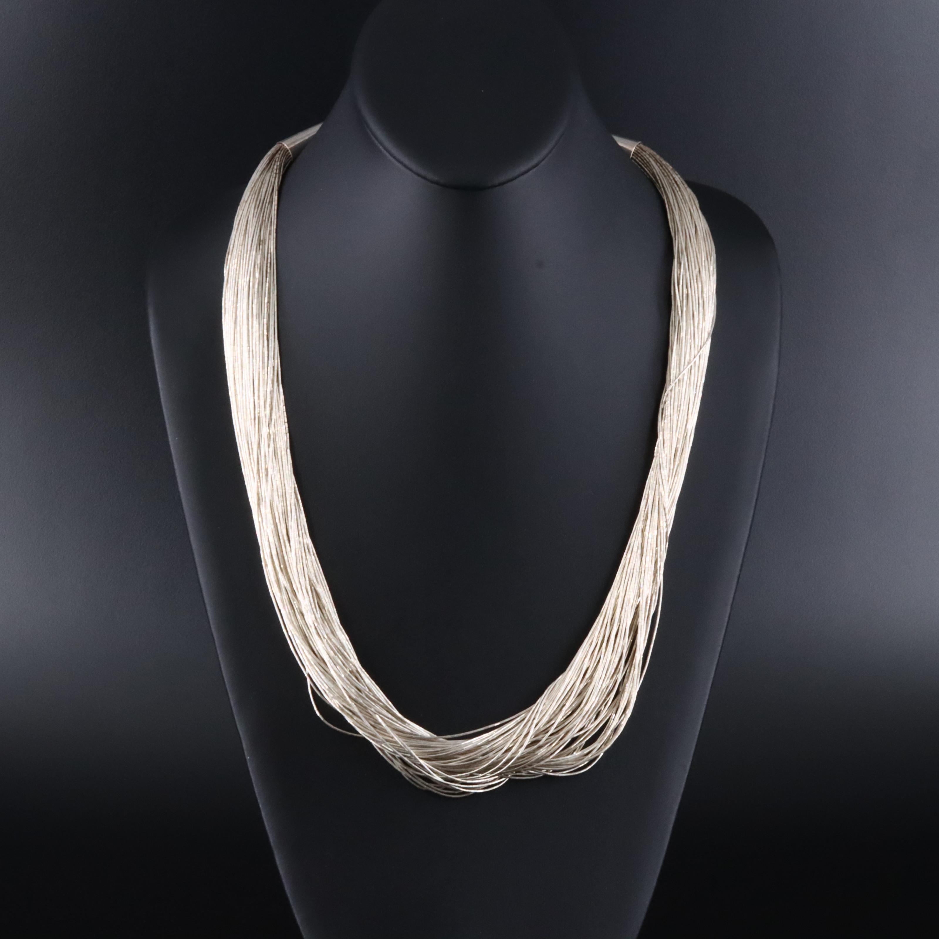 Southwestern Sterling Liquid Silver 100 Strand Necklace