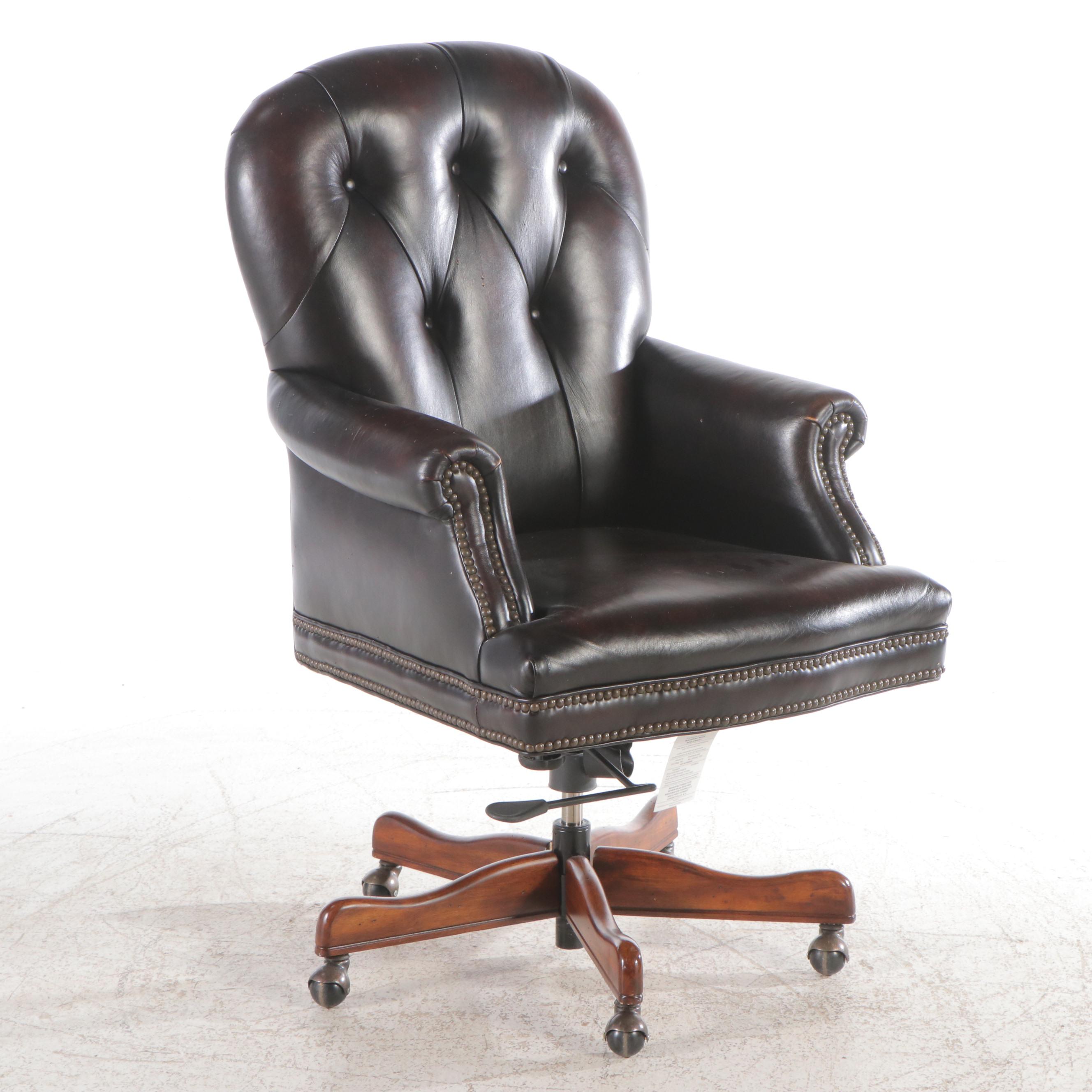 Hooker Furniture "Seven Seas" Mahogany Desk with Faux Leather Office Chair
