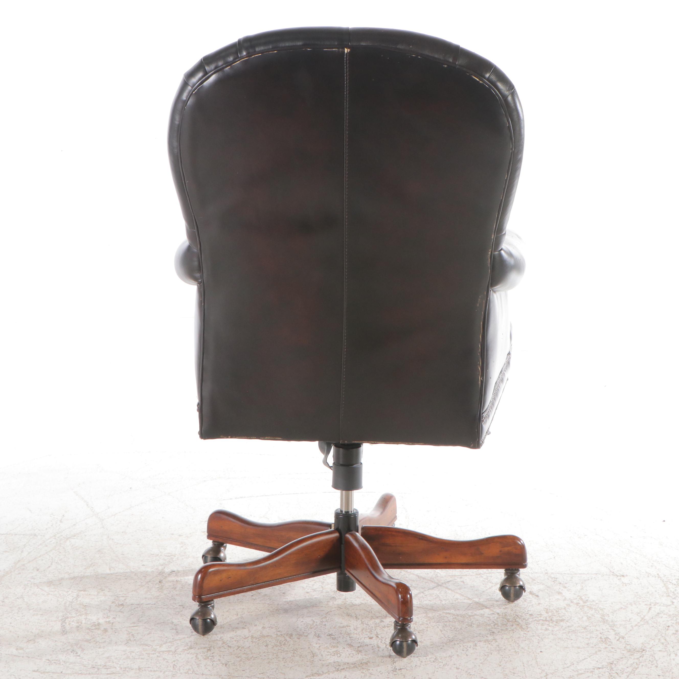 Hooker Furniture "Seven Seas" Mahogany Desk with Faux Leather Office Chair