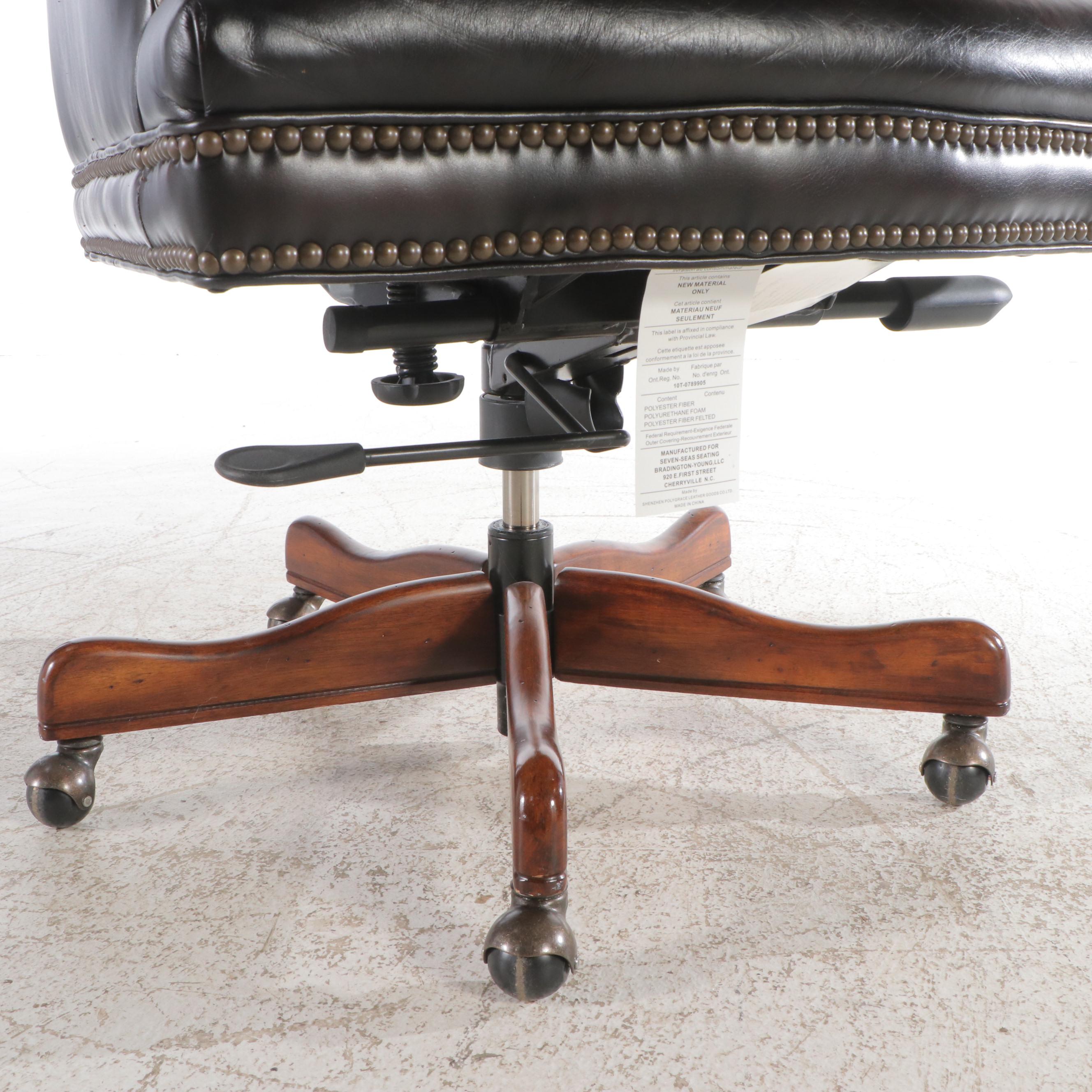 Hooker Furniture "Seven Seas" Mahogany Desk with Faux Leather Office Chair