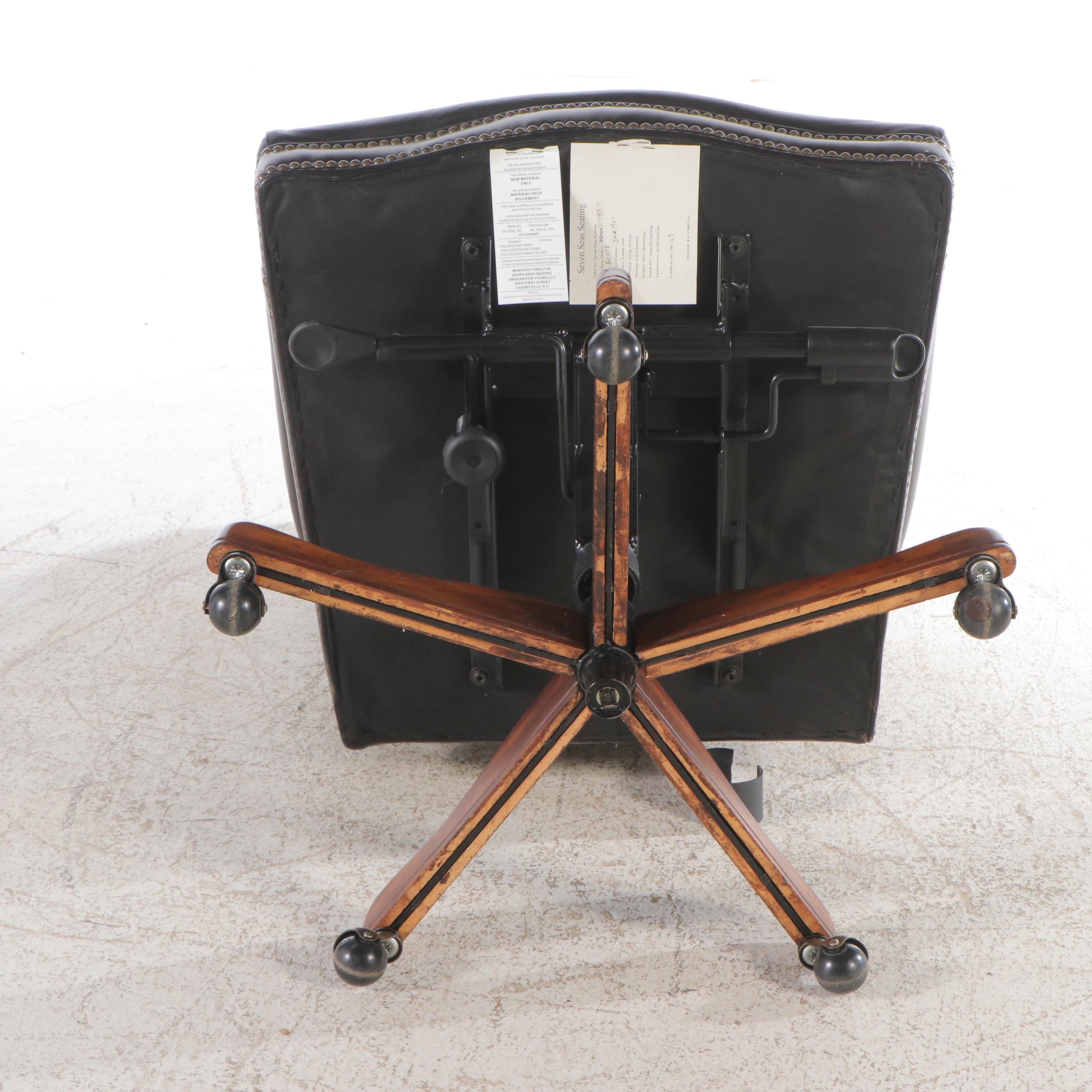 Hooker Furniture "Seven Seas" Mahogany Desk with Faux Leather Office Chair