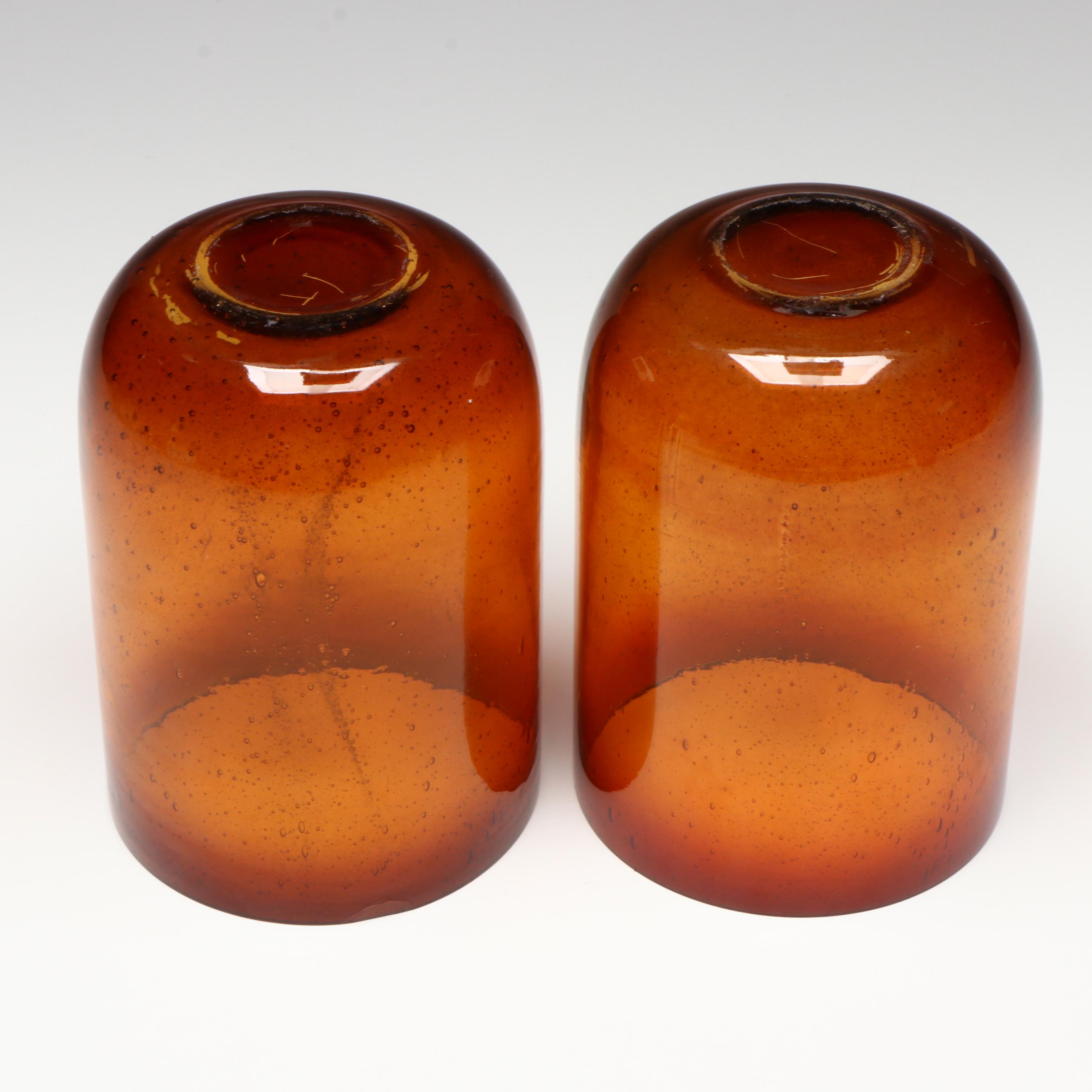 Cased Glass Spiral Pattern Vase, Amber Glass Vases, Crackle Glass Votive Holder