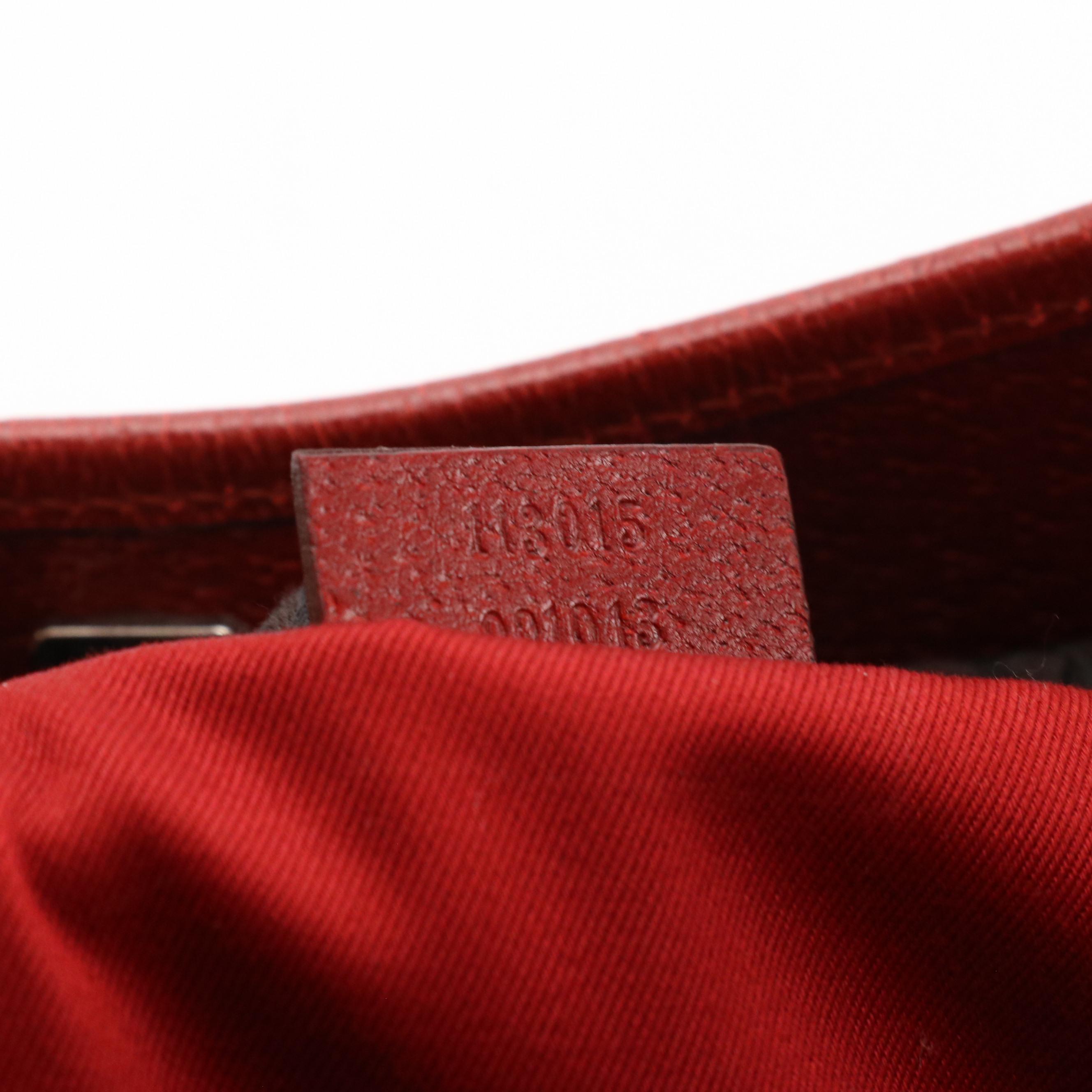 Gucci Red GG Jacquard Canvas and Cinghiale Leather Shoulder Bag