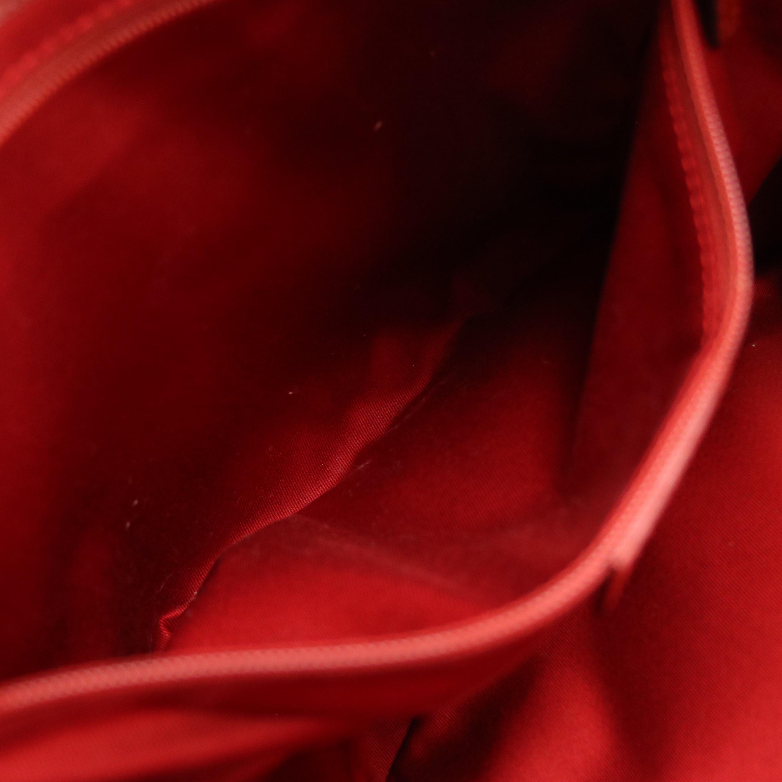 Gucci Red GG Jacquard Canvas and Cinghiale Leather Shoulder Bag