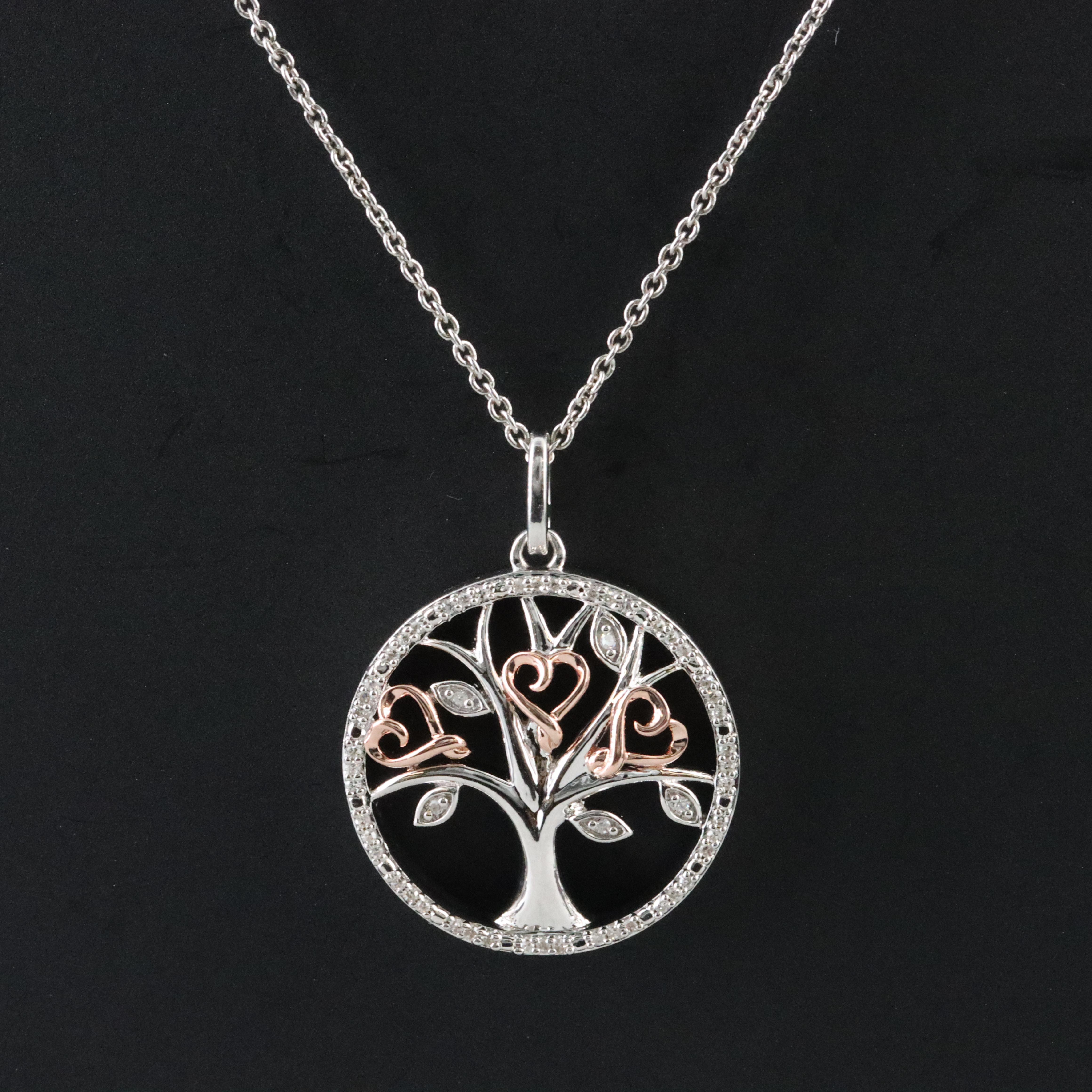 Sterling Diamond Tree Pendant Necklace