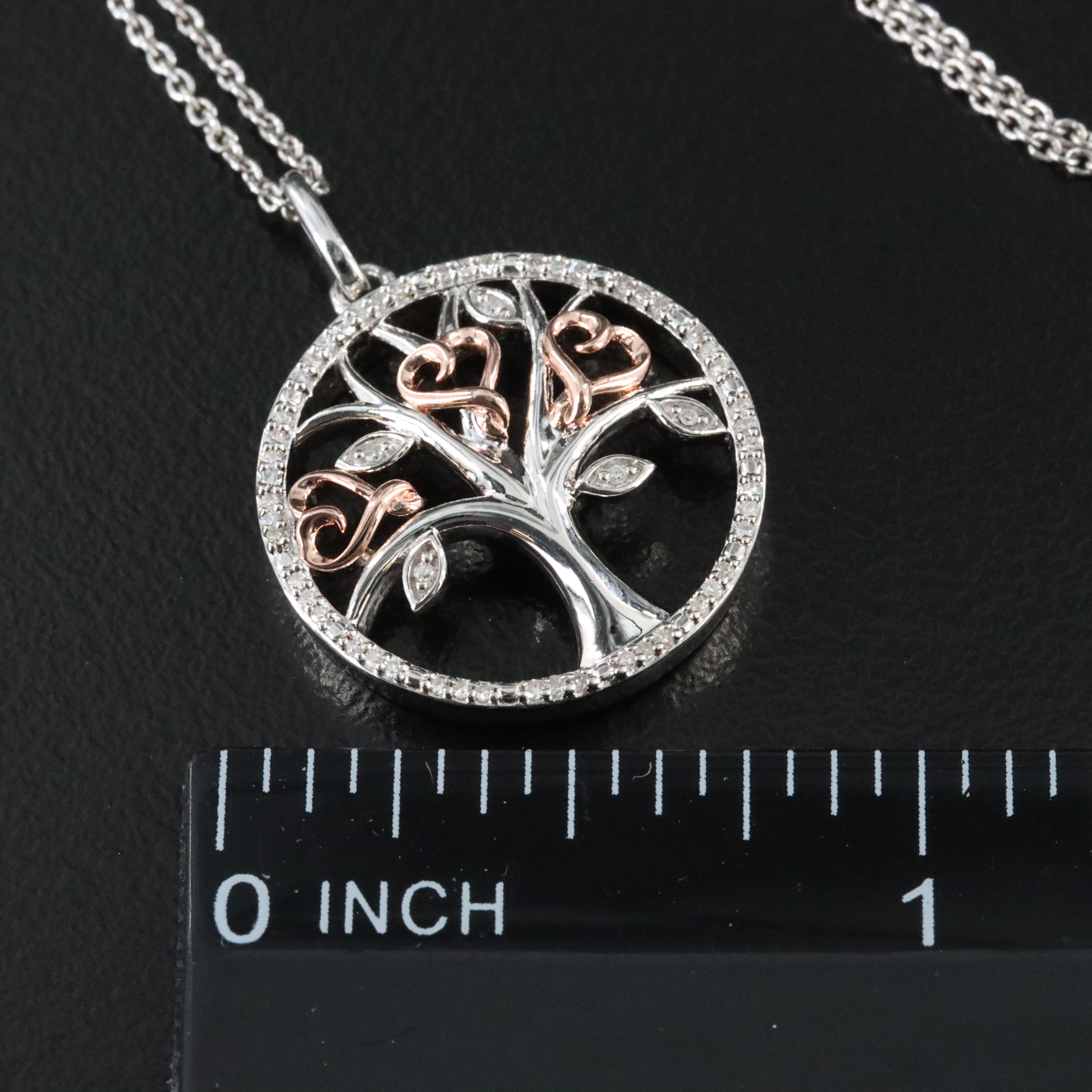 Sterling Diamond Tree Pendant Necklace