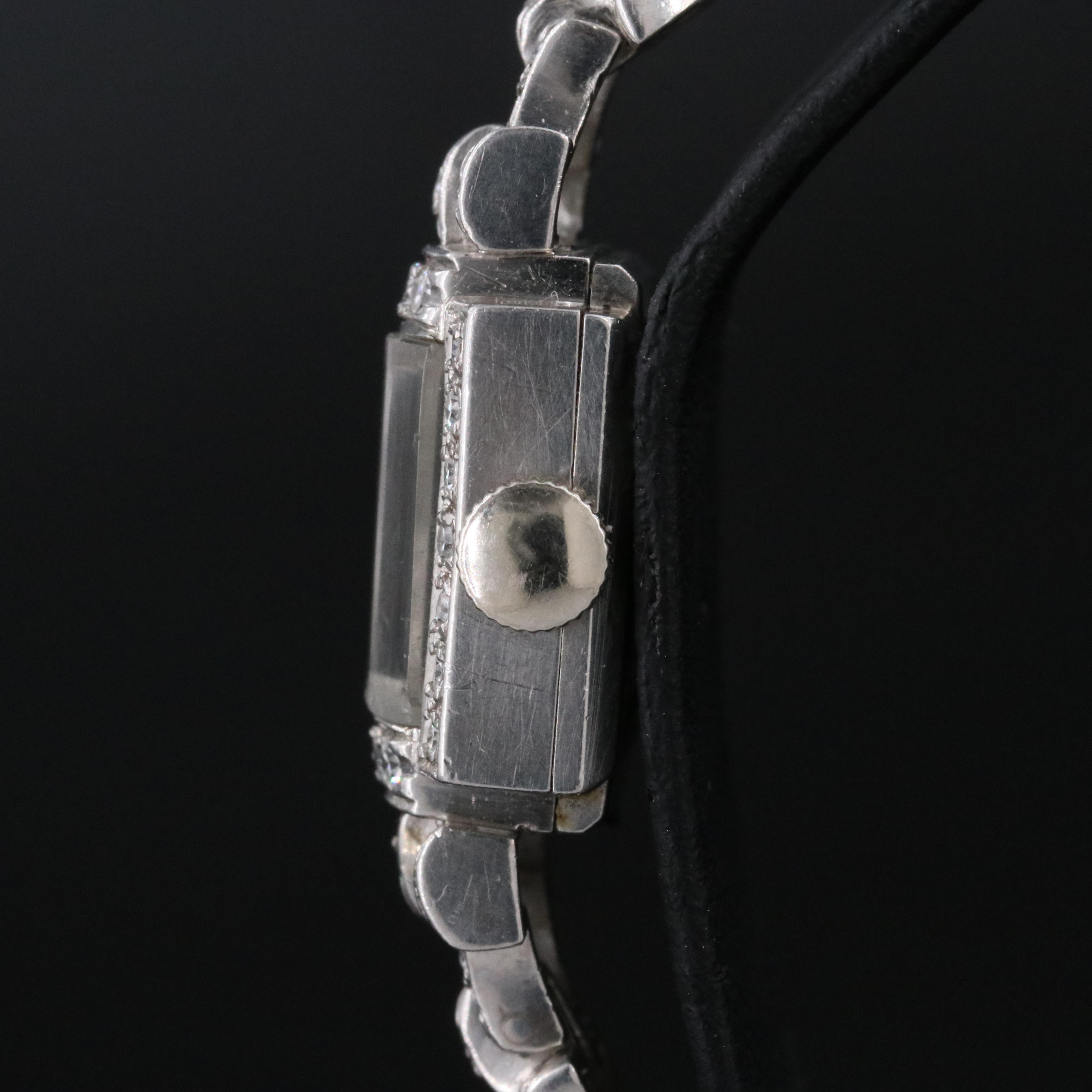 Vintage Longines Platinum Diamond Stem Wind Watch