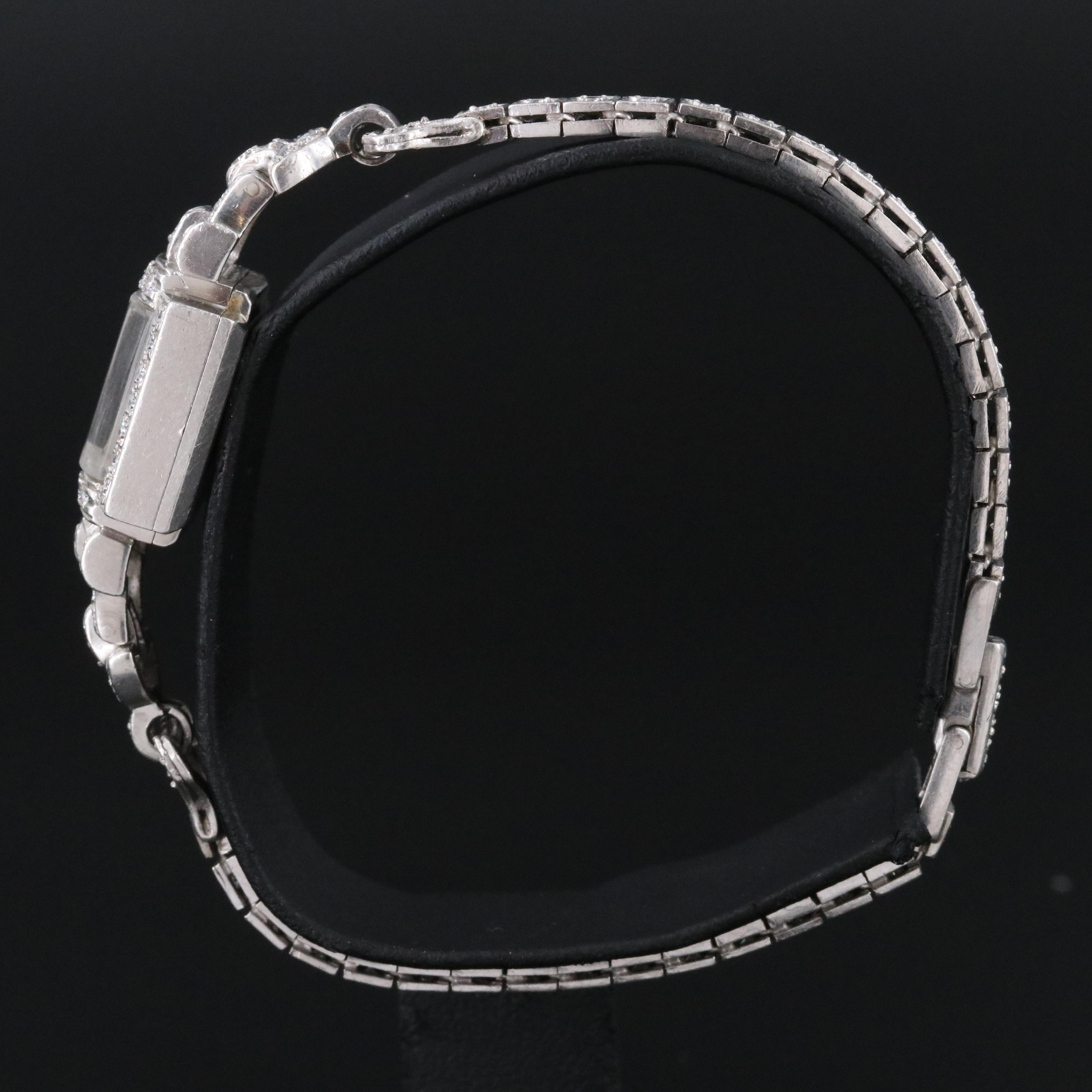 Vintage Longines Platinum Diamond Stem Wind Watch