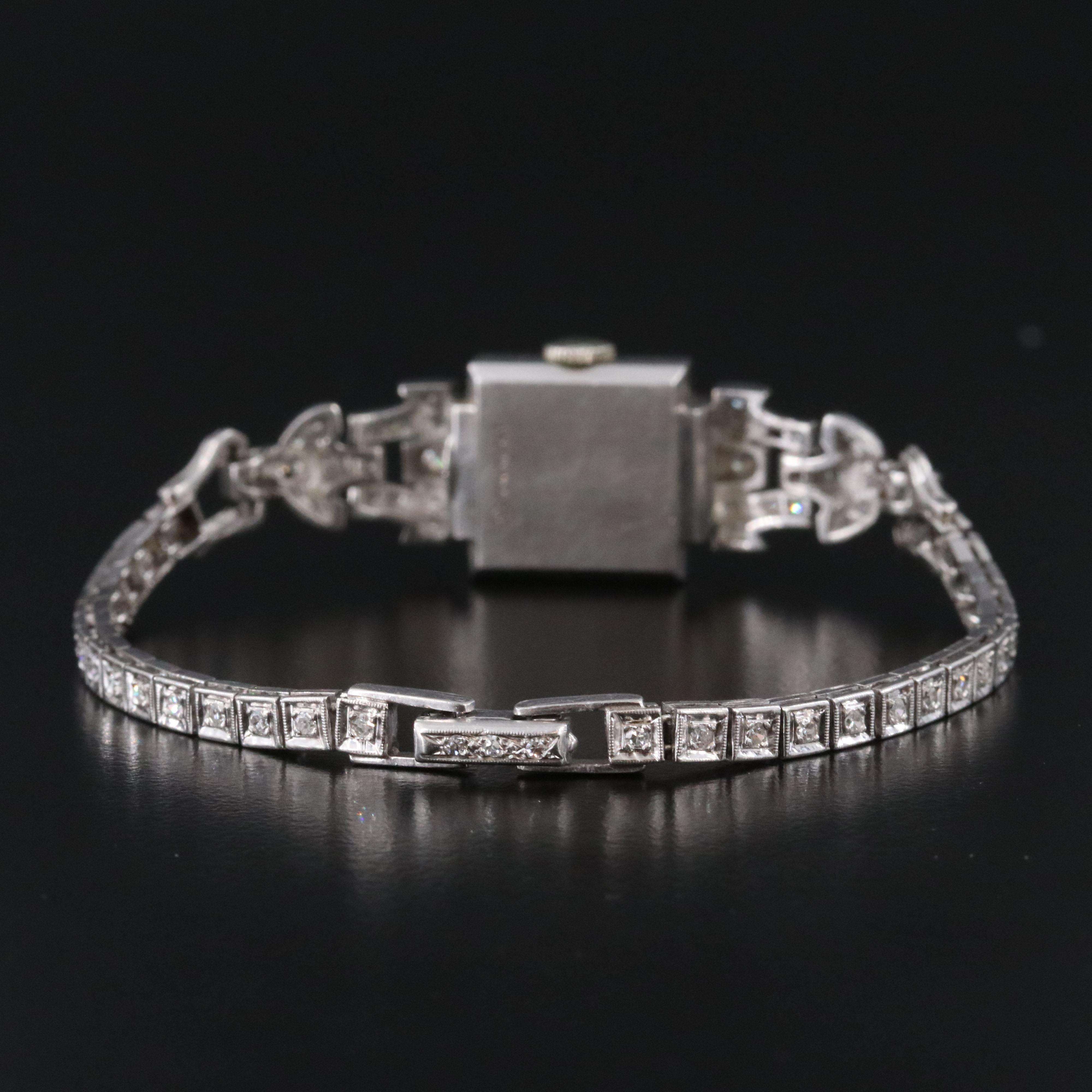 Vintage Longines Platinum Diamond Stem Wind Watch