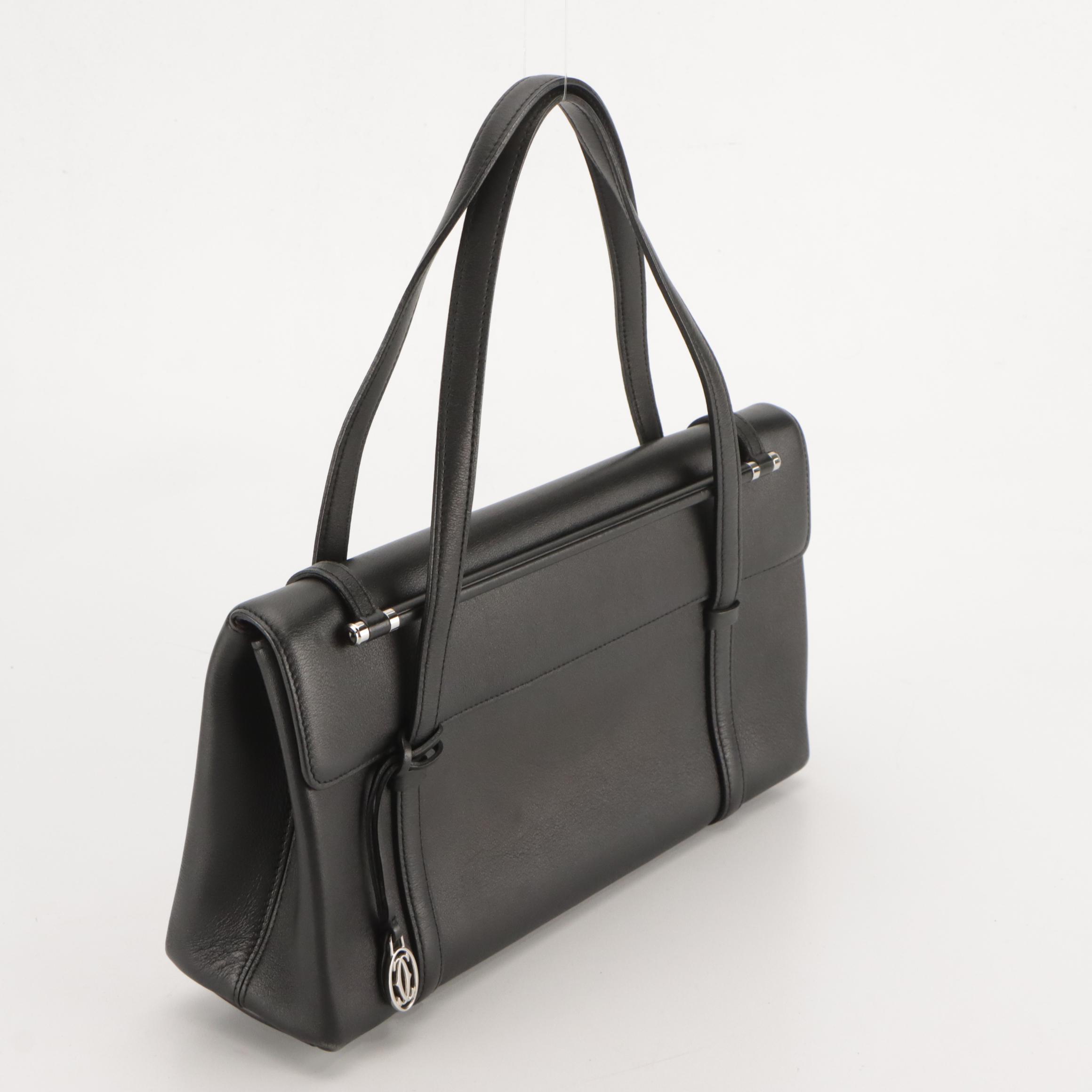 Cartier Two-Way Handlebar Bag in Black Calfskin Leather