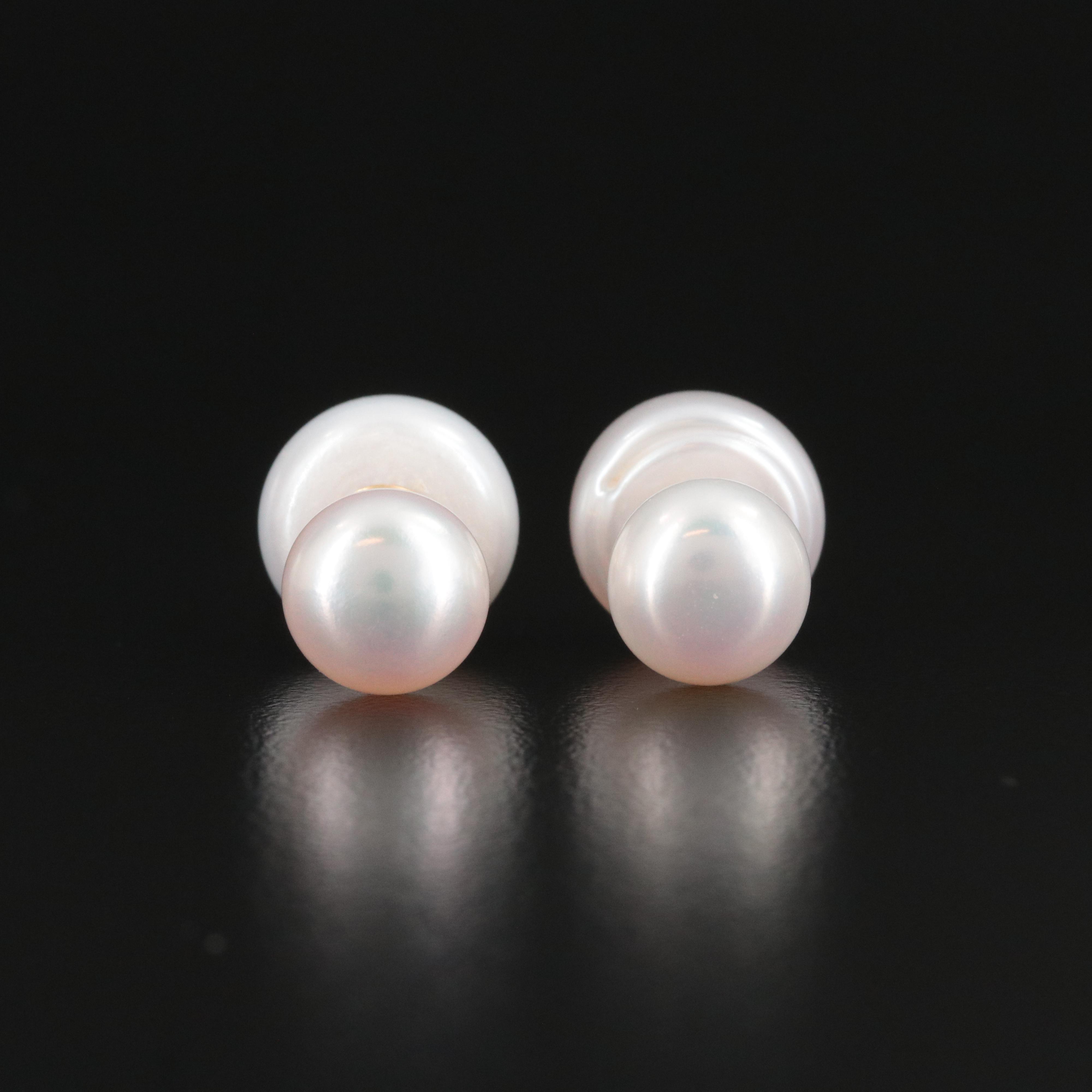 14K Pearl Front-Back Earrings