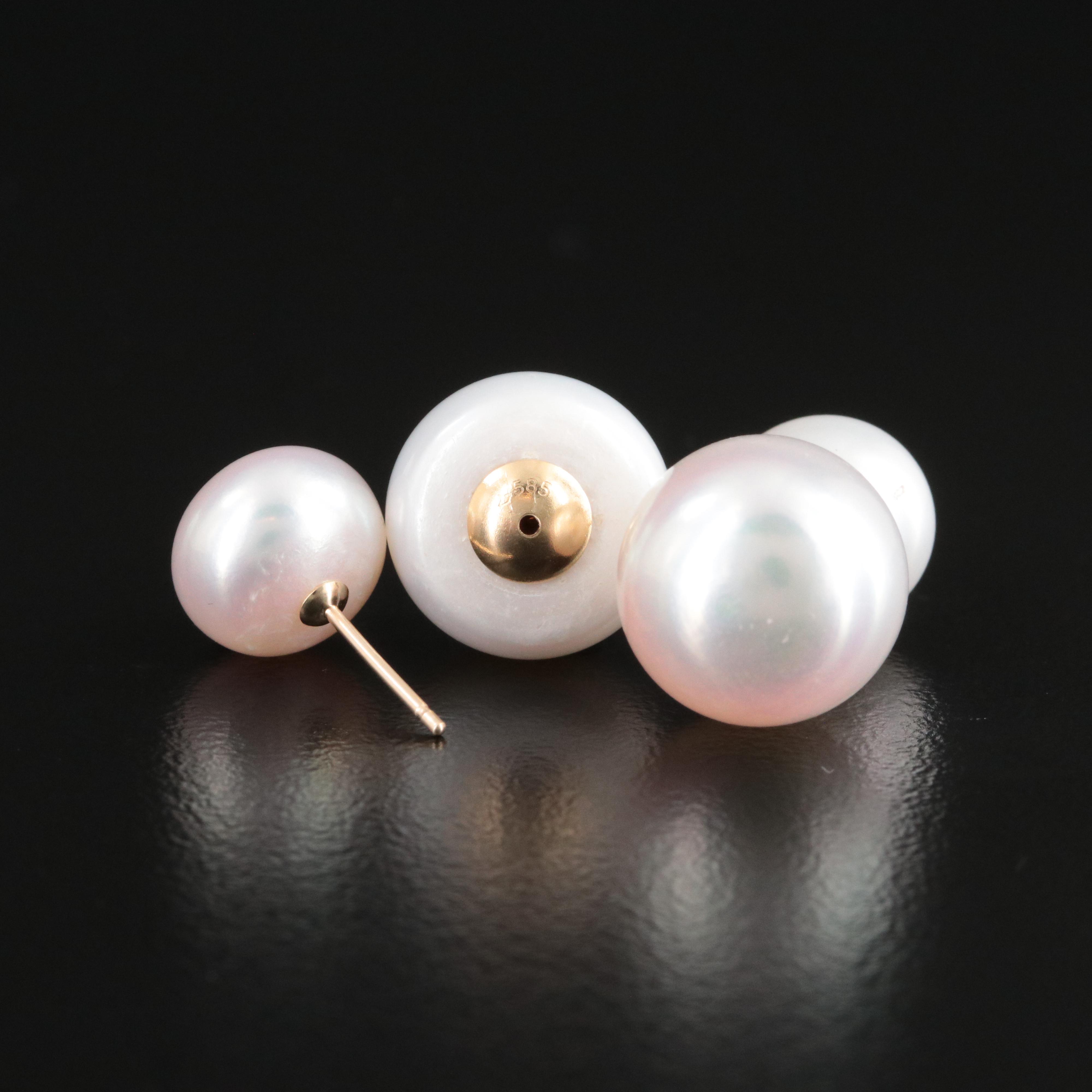 14K Pearl Front-Back Earrings