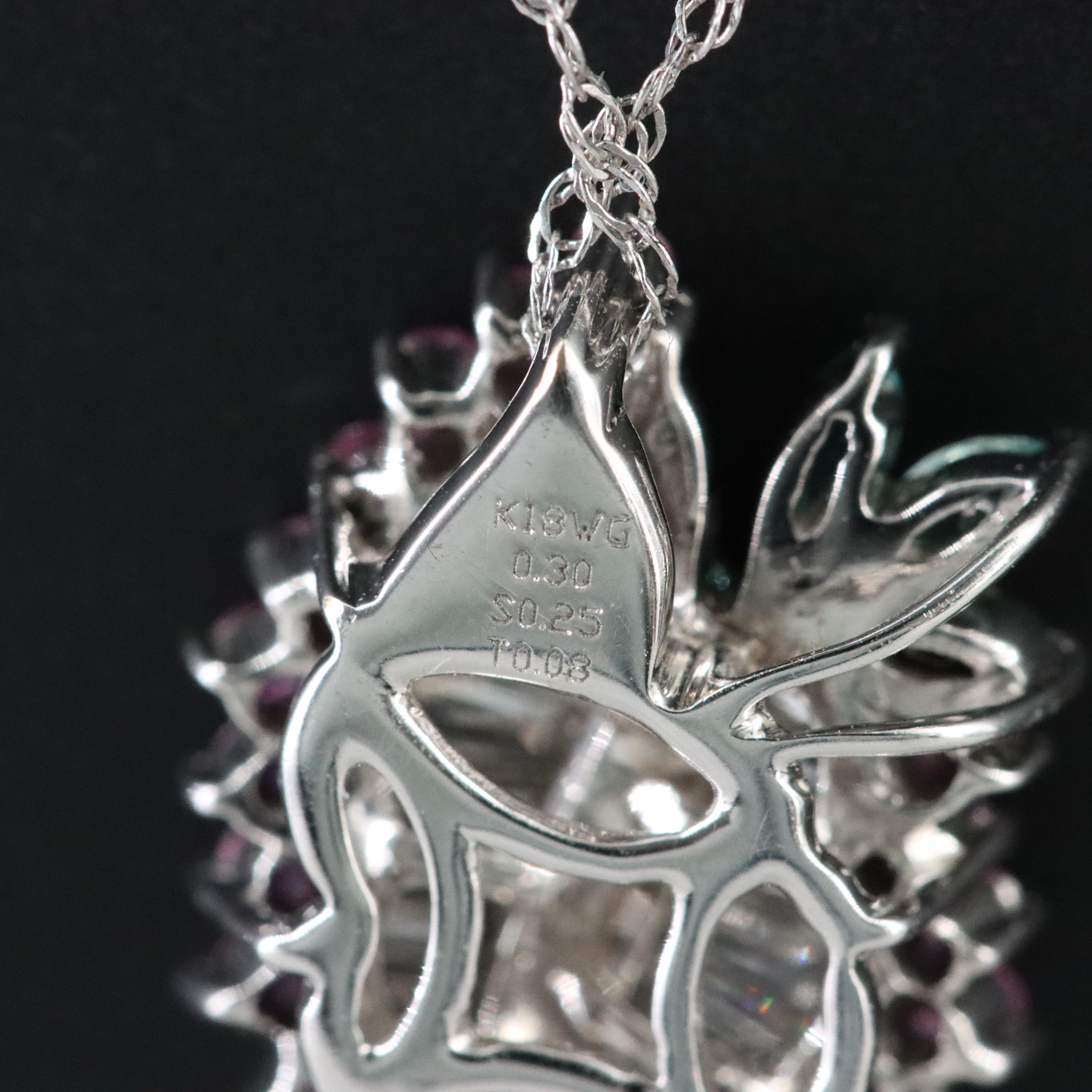 18K Diamond, Sapphire and Aquamarine Pendant Necklace