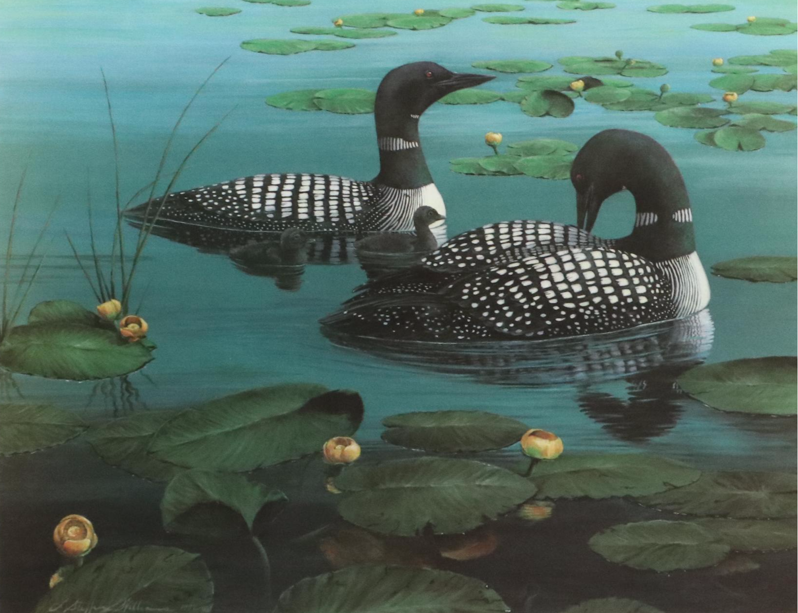 Linda Steffen Williams Offset Lithograph "Loon Lake," Late 20th Century