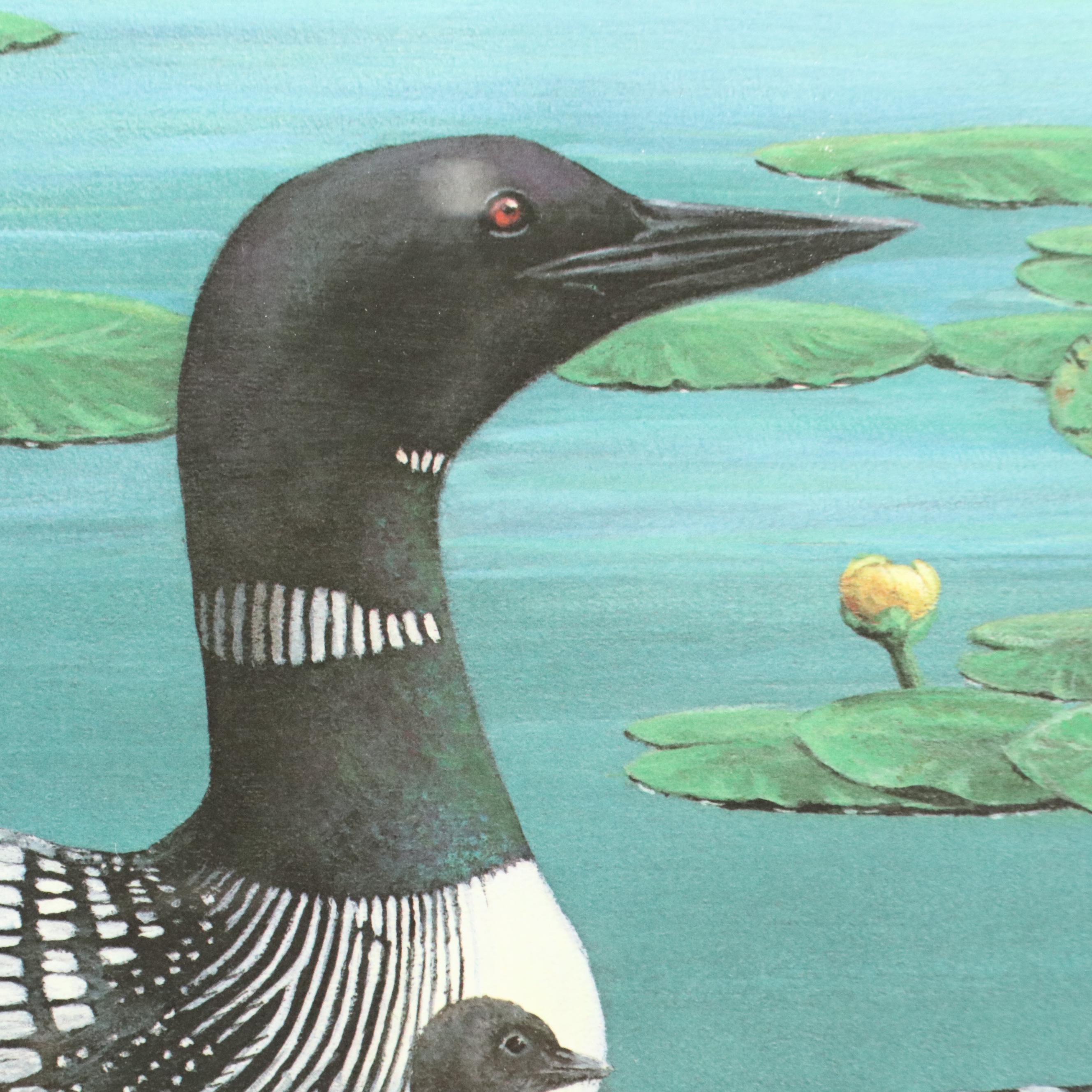 Linda Steffen Williams Offset Lithograph "Loon Lake," Late 20th Century