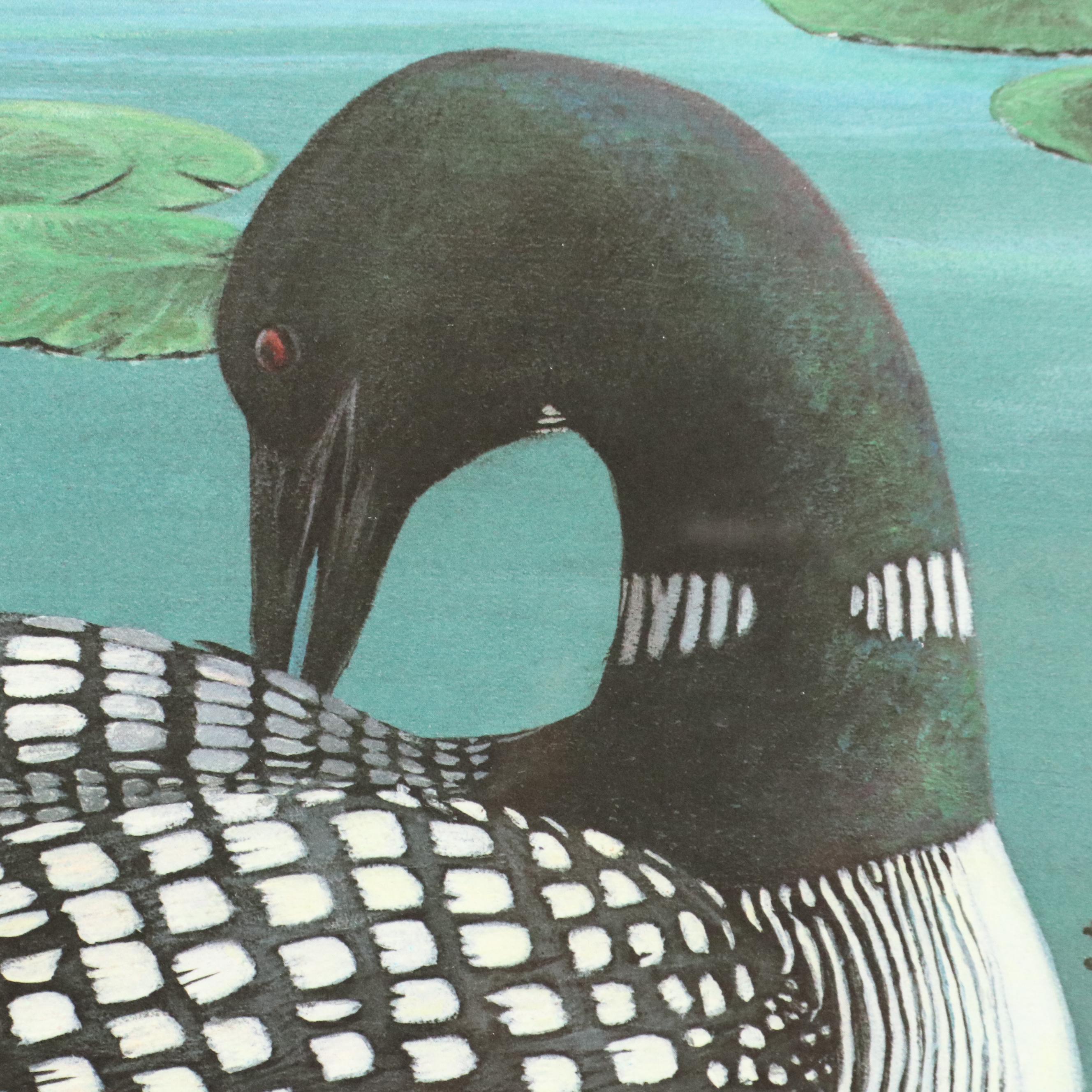 Linda Steffen Williams Offset Lithograph "Loon Lake," Late 20th Century