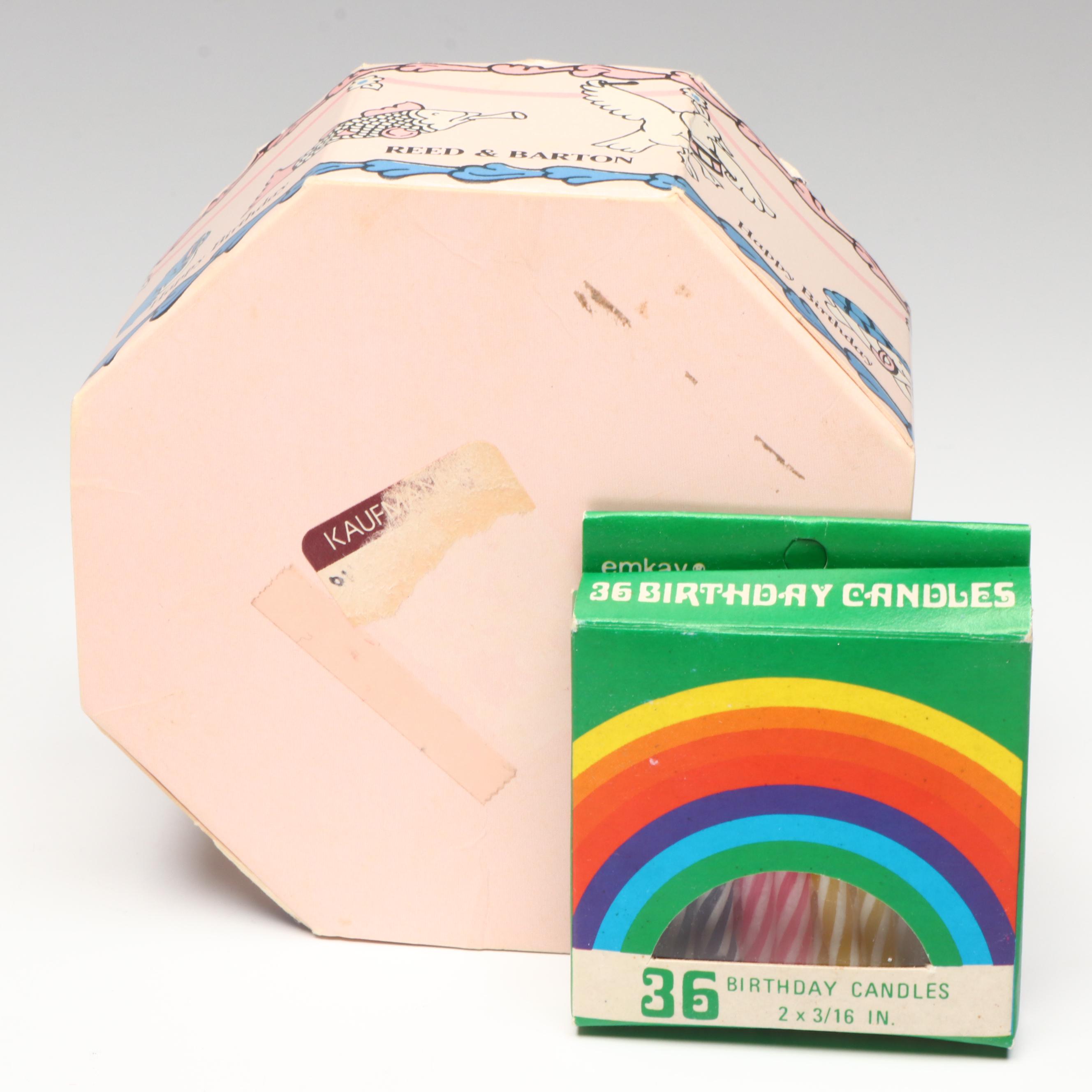 Spun Glass Figurines with Reed and Barton Birthday Candle Holders and Candles