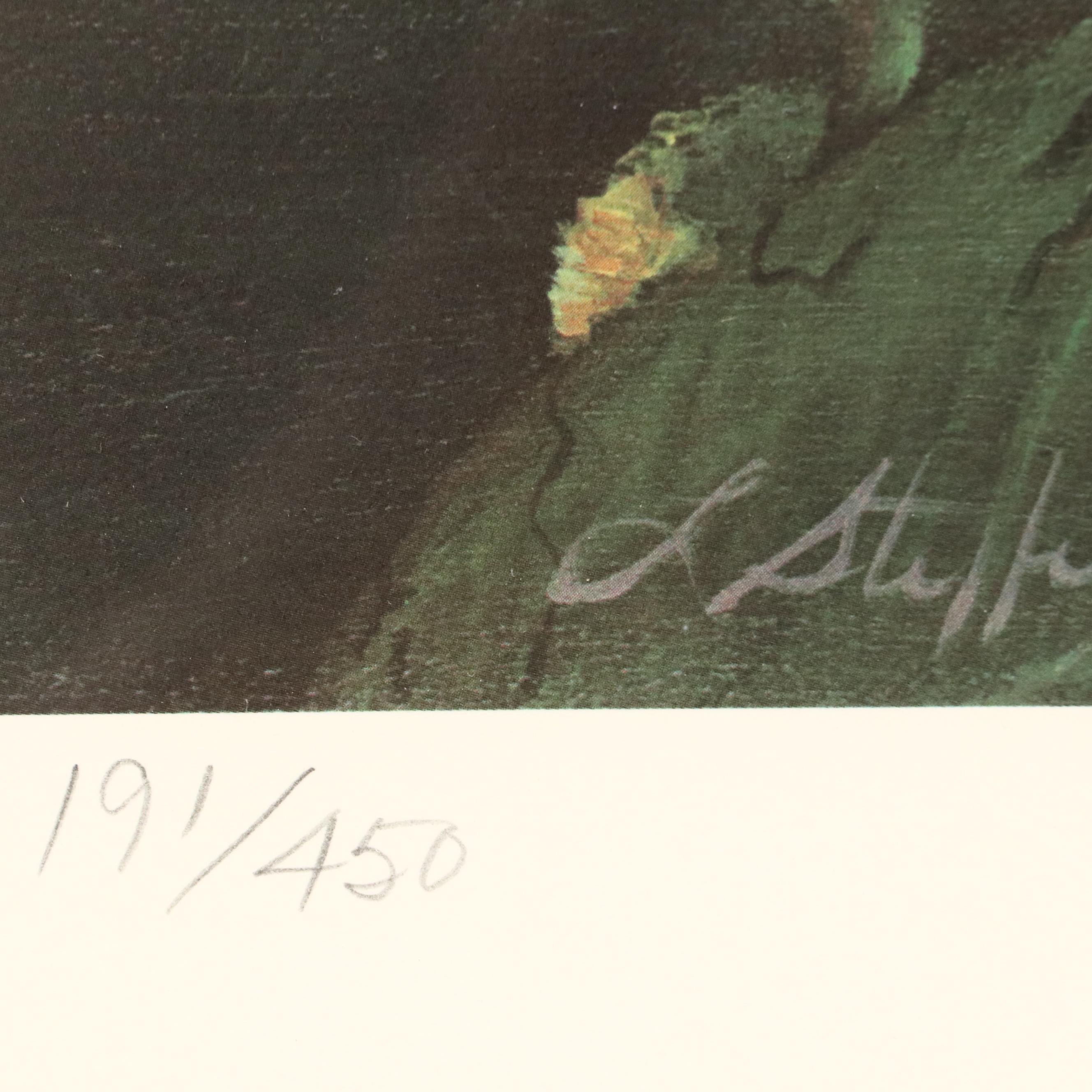 Linda Steffen Williams Offset Lithograph "Loon Lake," Late 20th Century