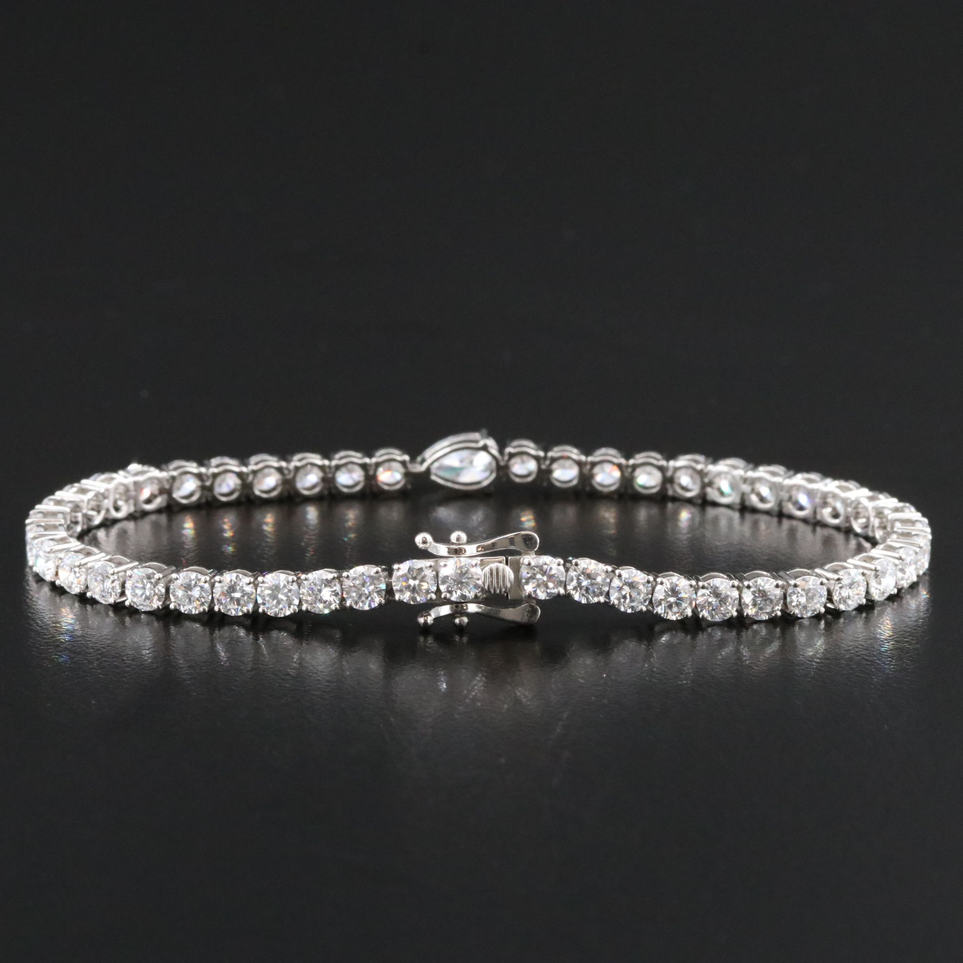 Platinum 7.60 CTW Lab Grown Diamond Line Bracelet