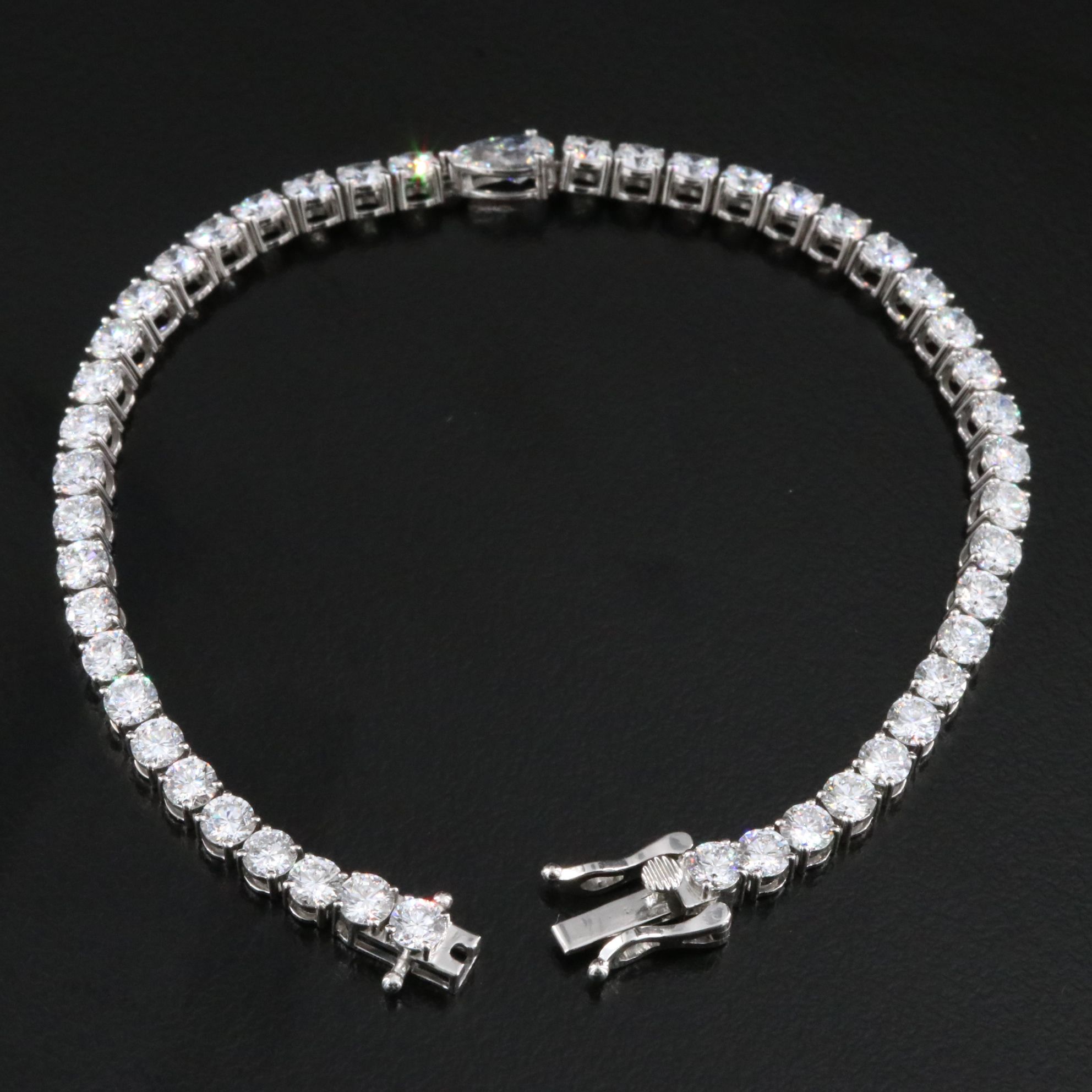Platinum 7.60 CTW Lab Grown Diamond Line Bracelet