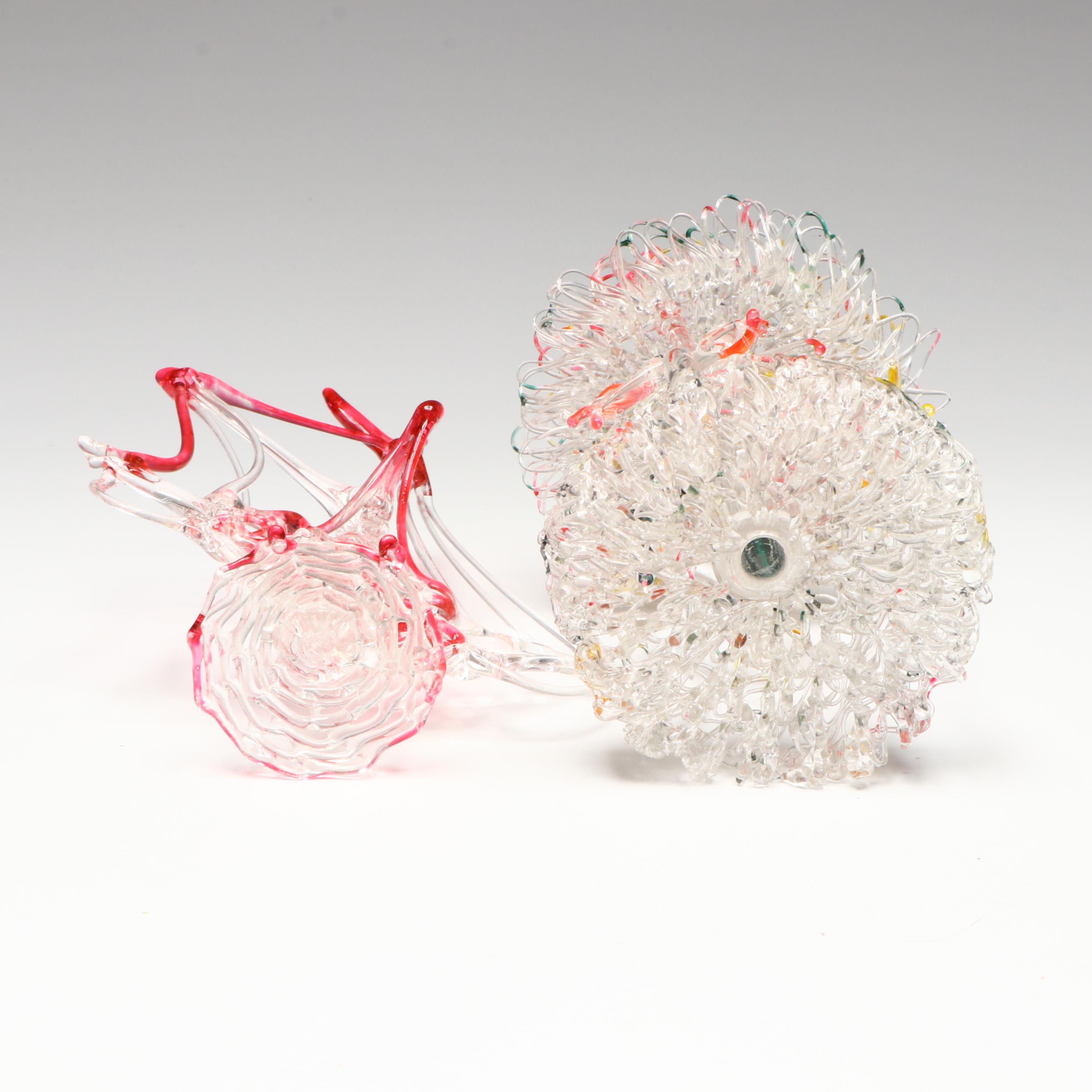 Spun Glass Figurines with Reed and Barton Birthday Candle Holders and Candles