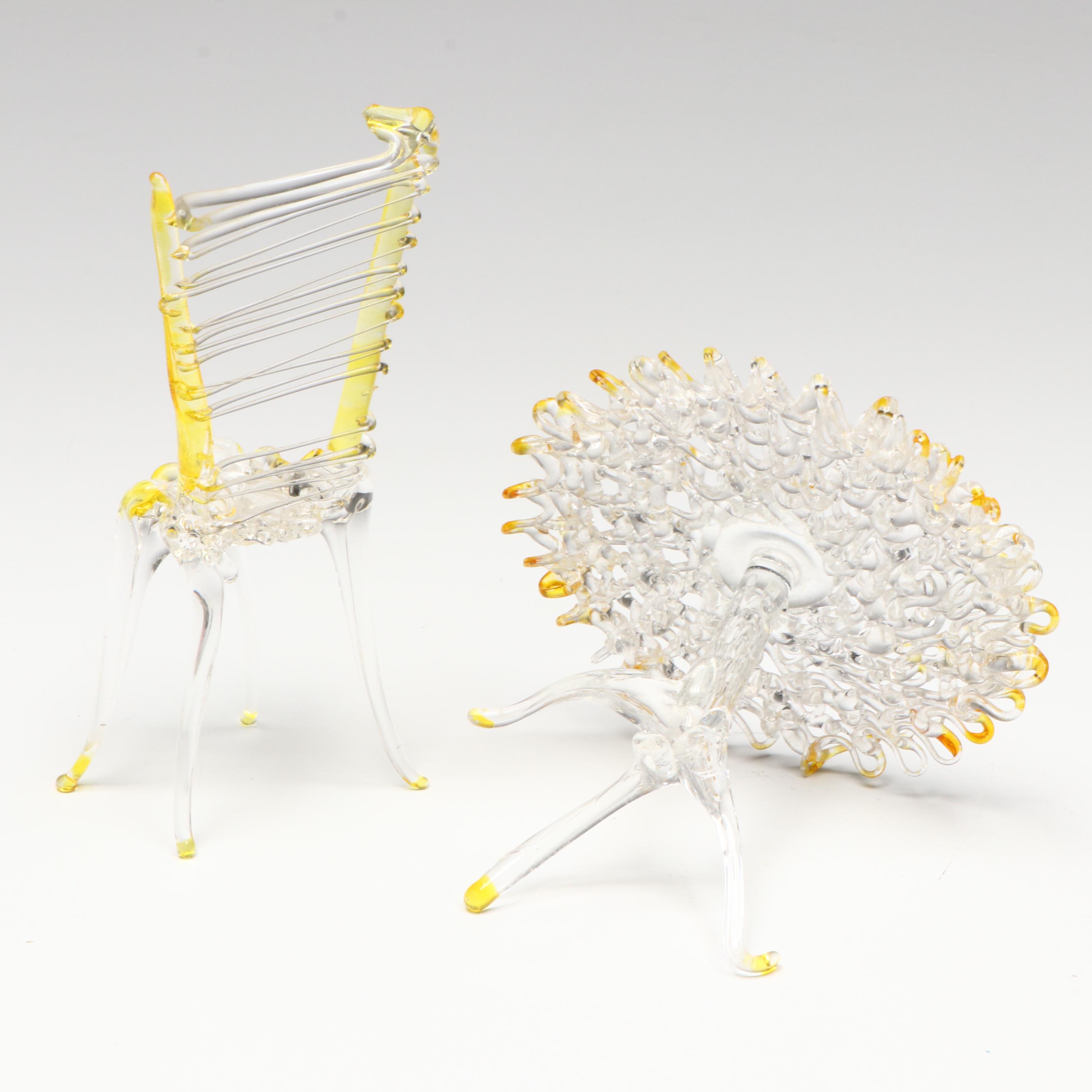 Spun Glass Figurines with Reed and Barton Birthday Candle Holders and Candles