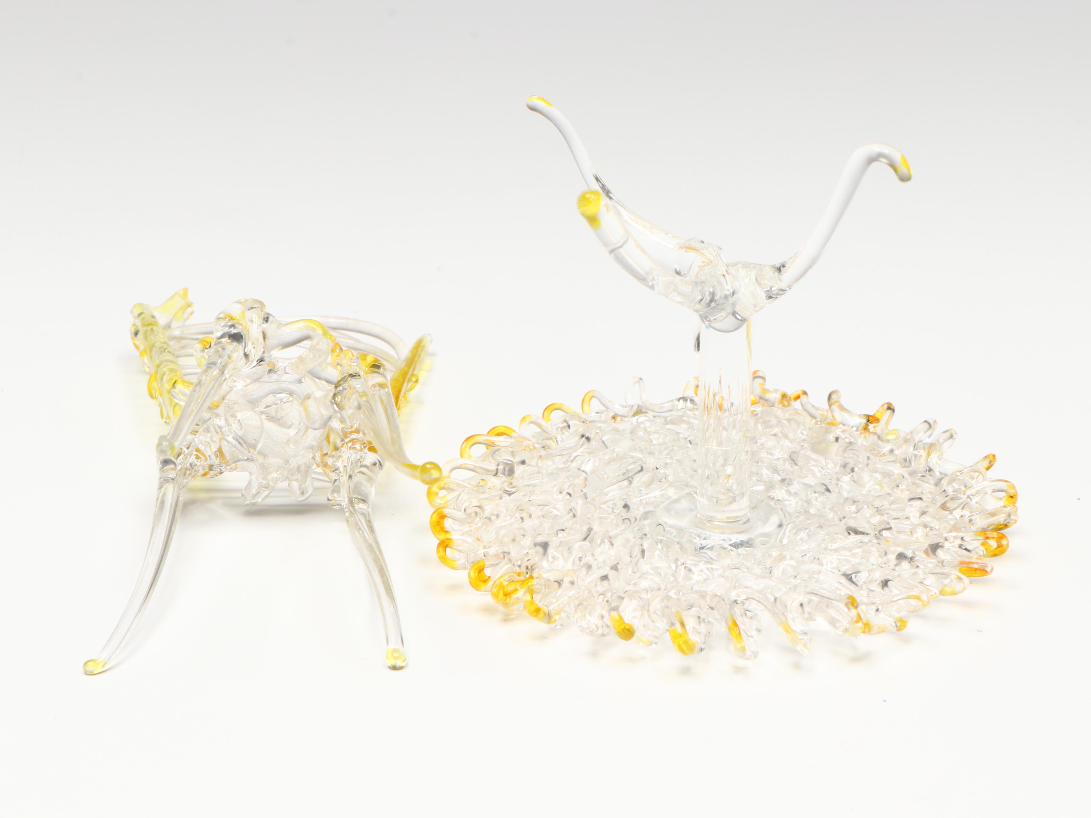 Spun Glass Figurines with Reed and Barton Birthday Candle Holders and Candles