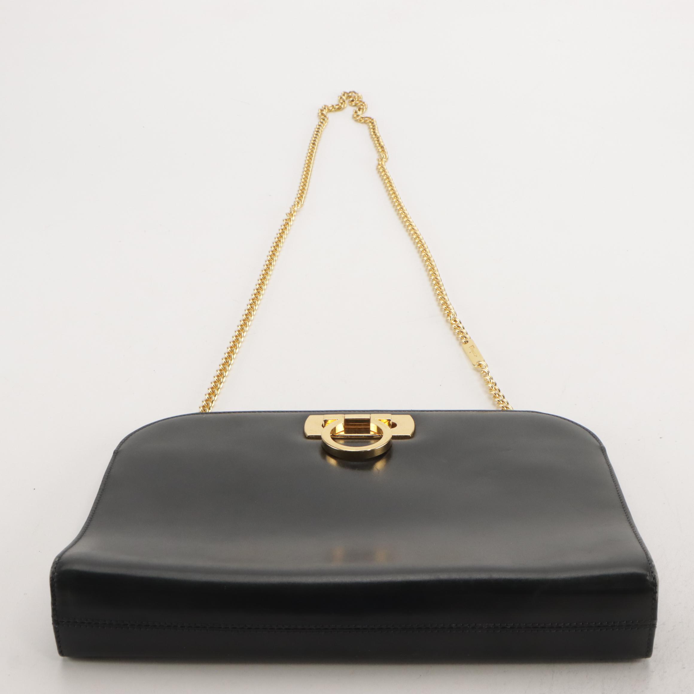 Salvatore Ferragamo Dome Top Crossbody Bag in Midnight Blue Leather