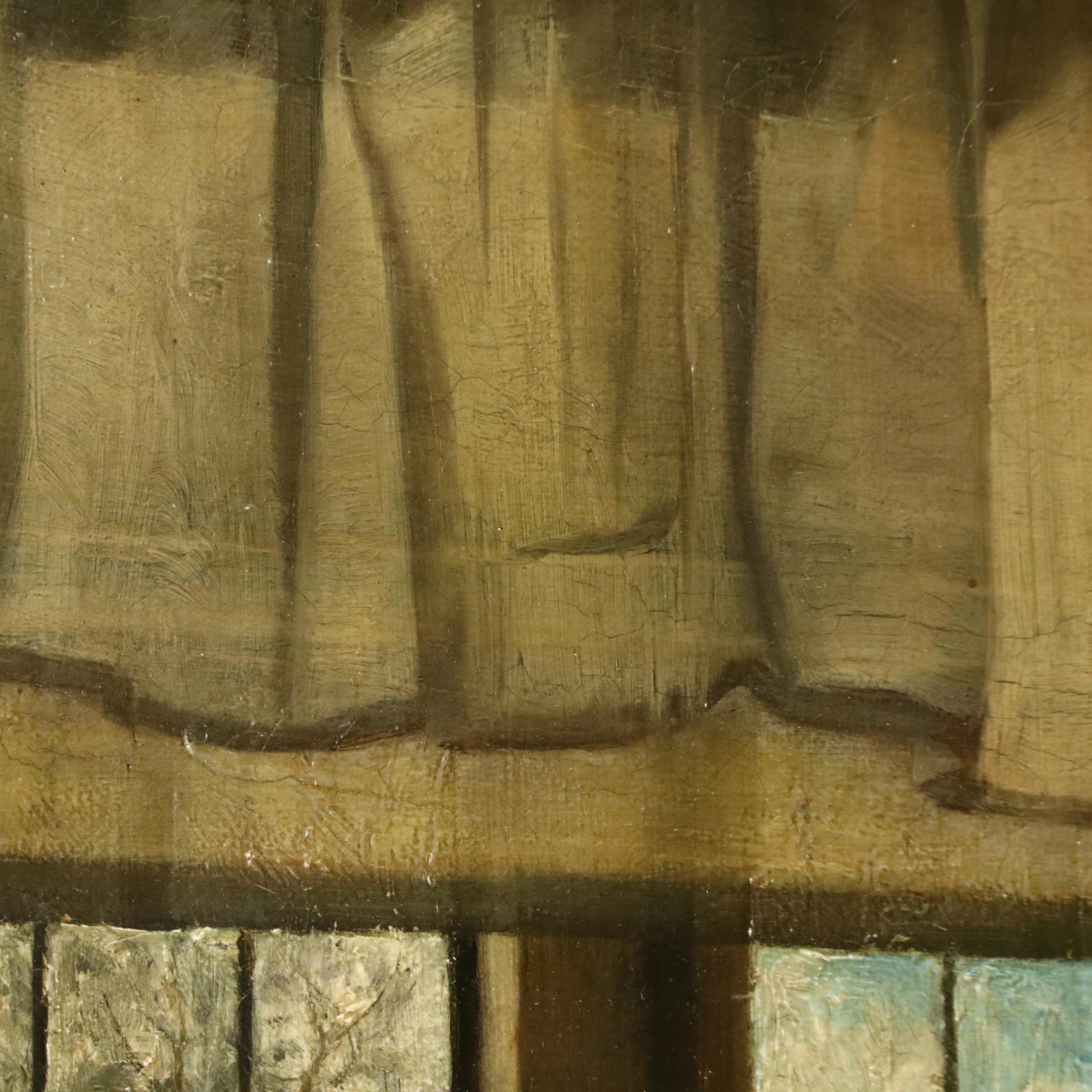 P. Chase Interior Scene Oil Painting "News From Their Son," 1893