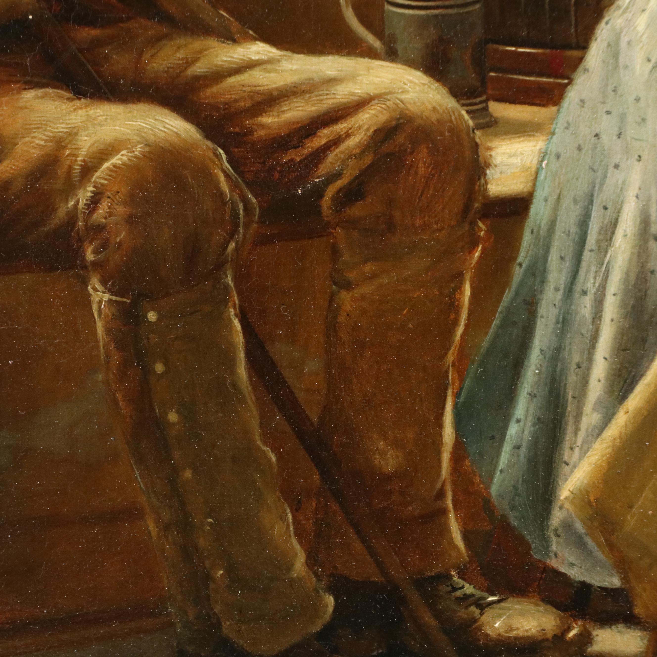 P. Chase Interior Scene Oil Painting "News From Their Son," 1893