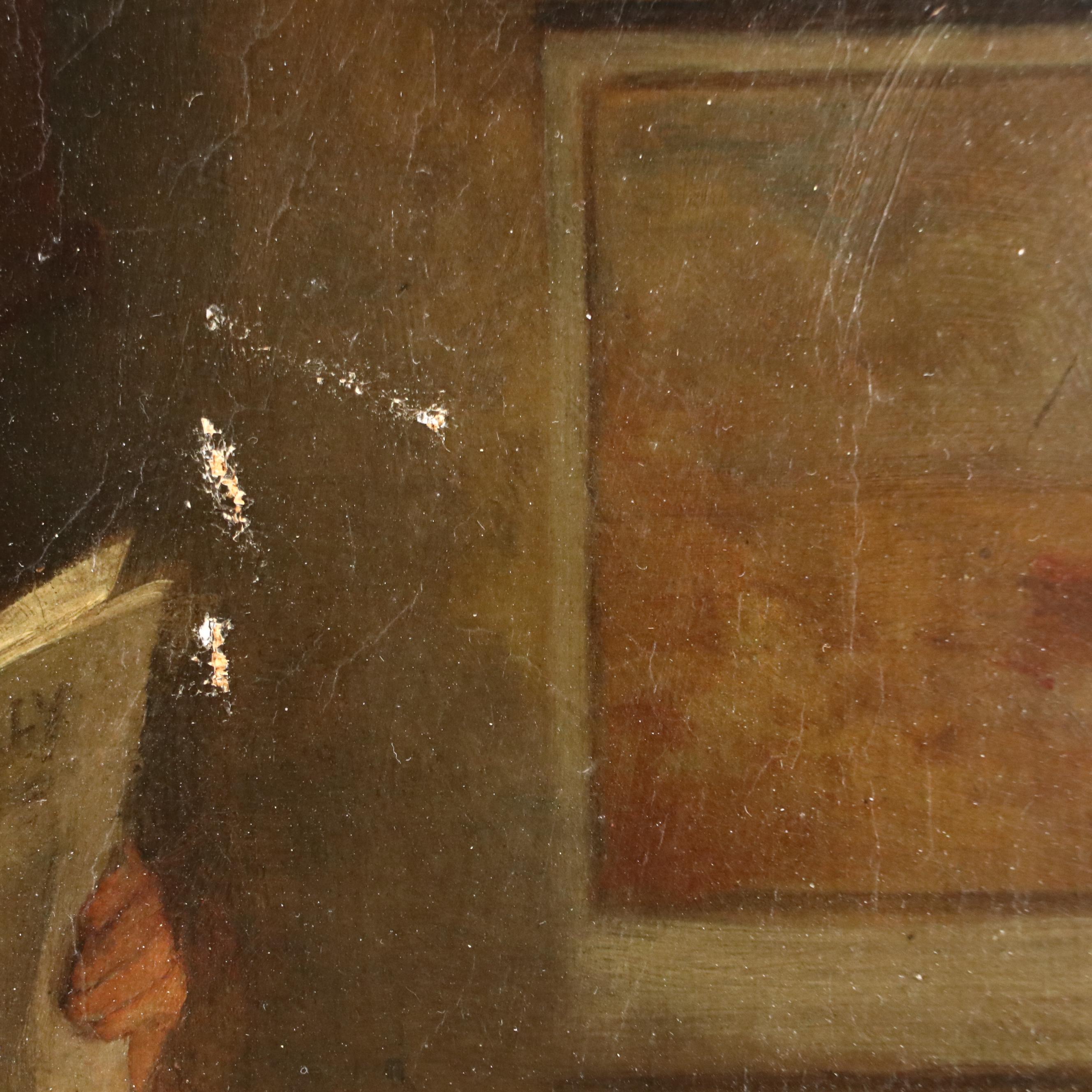 P. Chase Interior Scene Oil Painting "News From Their Son," 1893