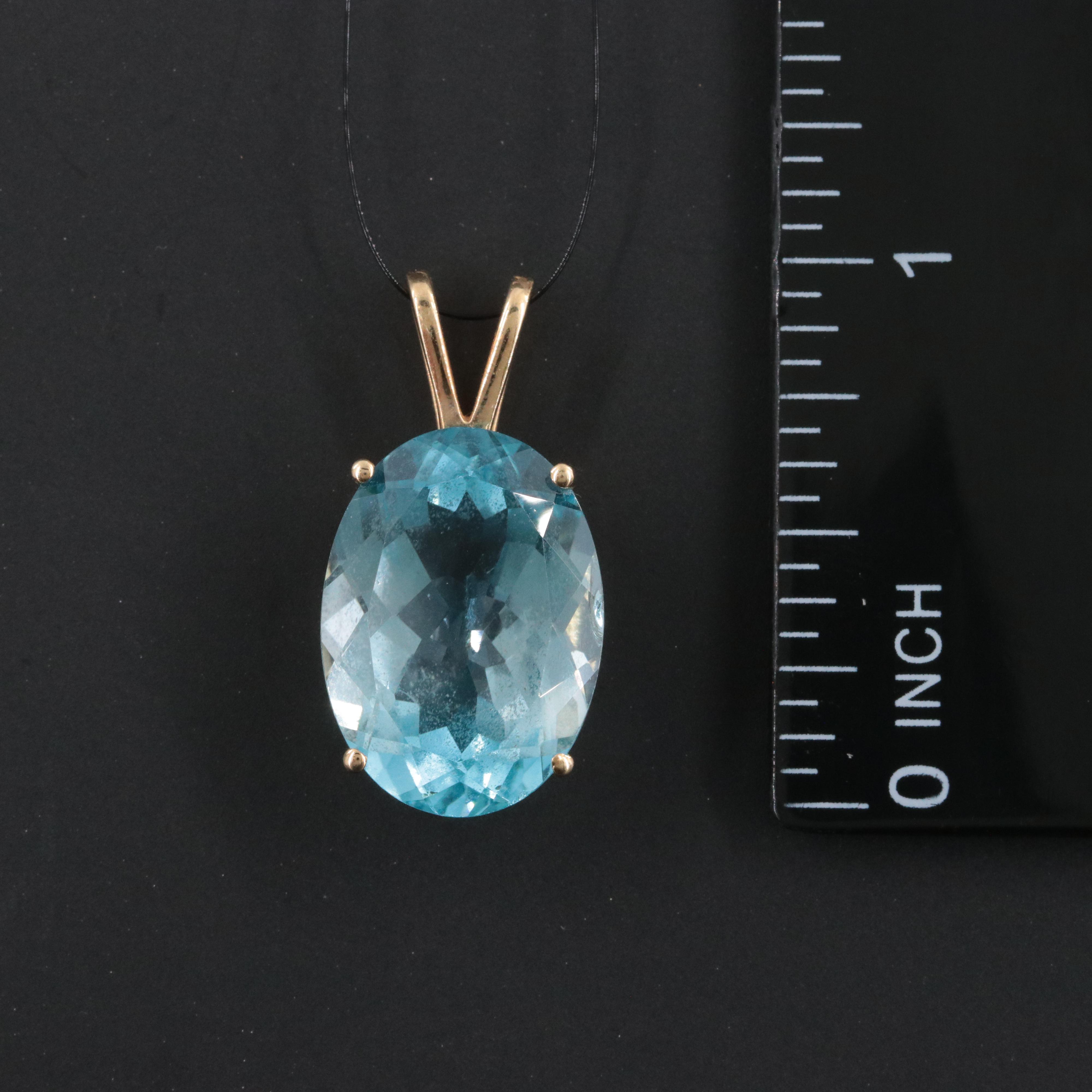 14K 13.40 CT Blue Topaz Pendant