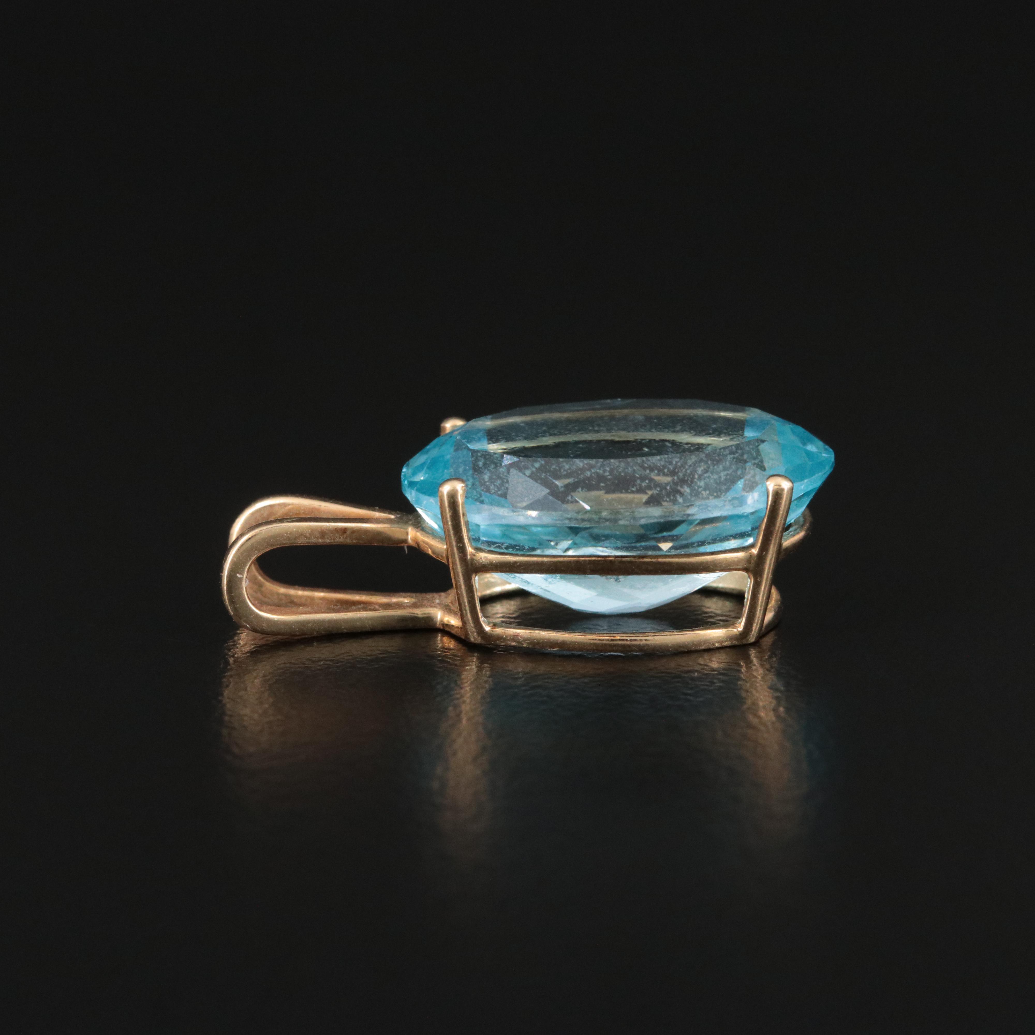 14K 13.40 CT Blue Topaz Pendant