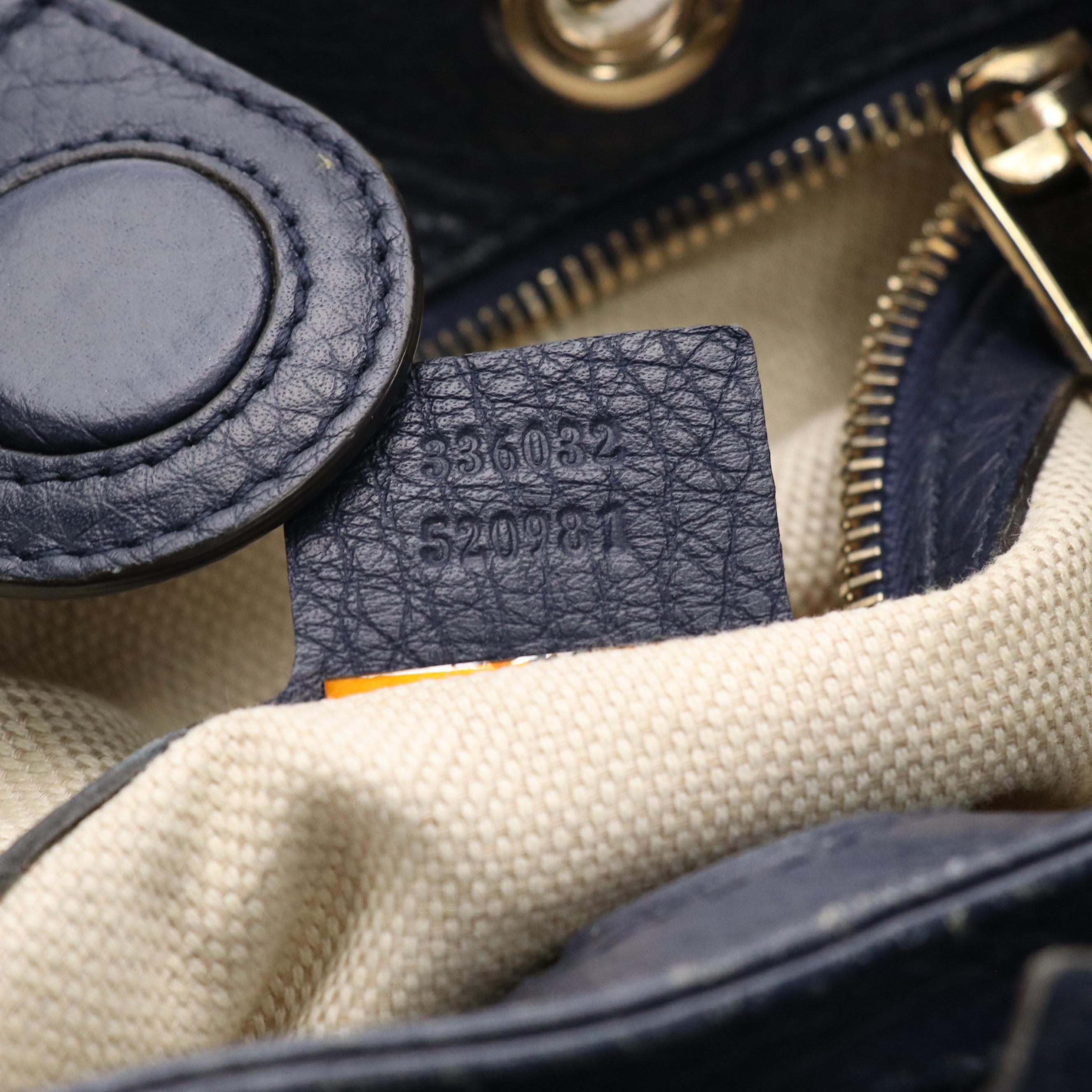 Gucci Bamboo Handle Shopper Tote in Flora Canvas and Deep Blue Calfskin Leather