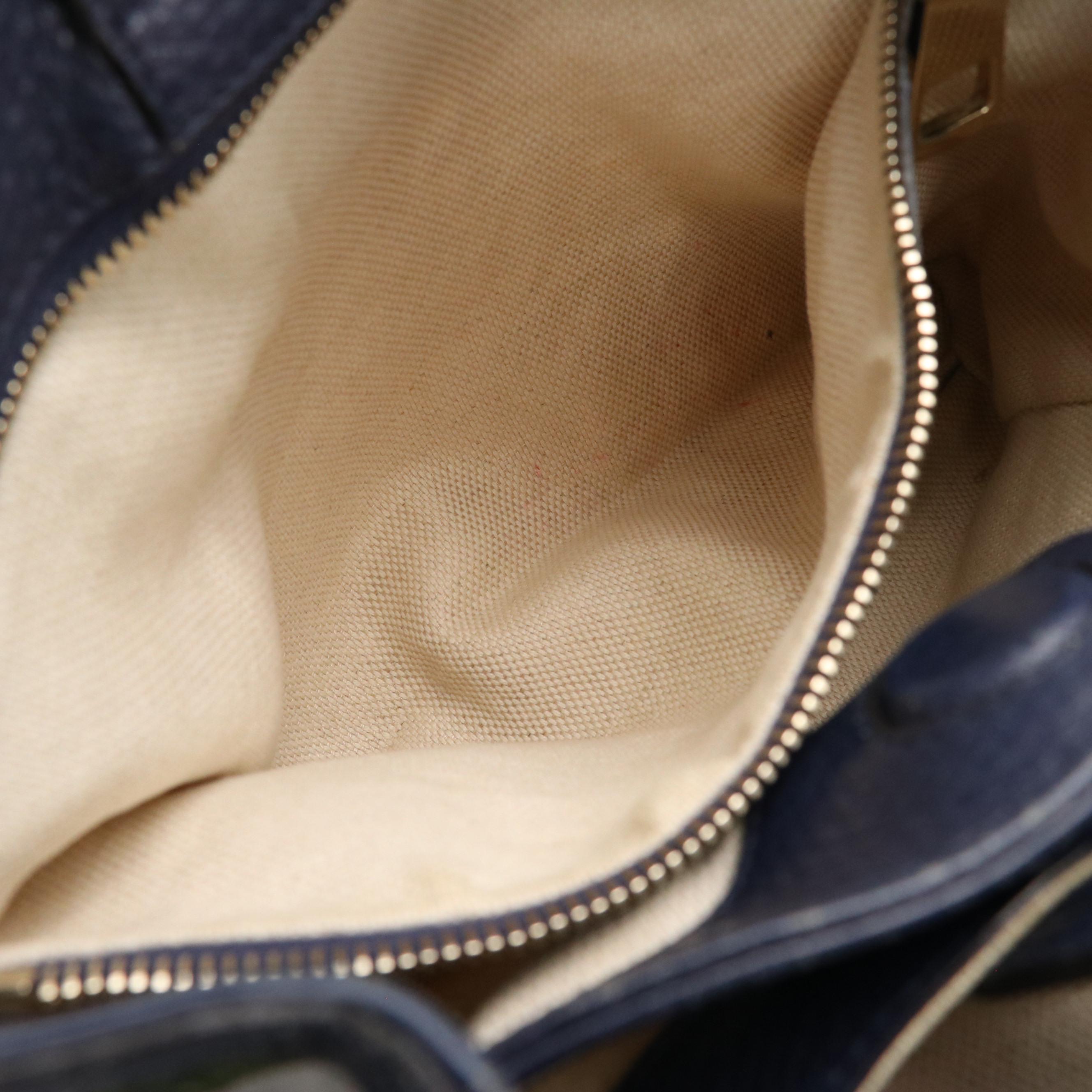 Gucci Bamboo Handle Shopper Tote in Flora Canvas and Deep Blue Calfskin Leather