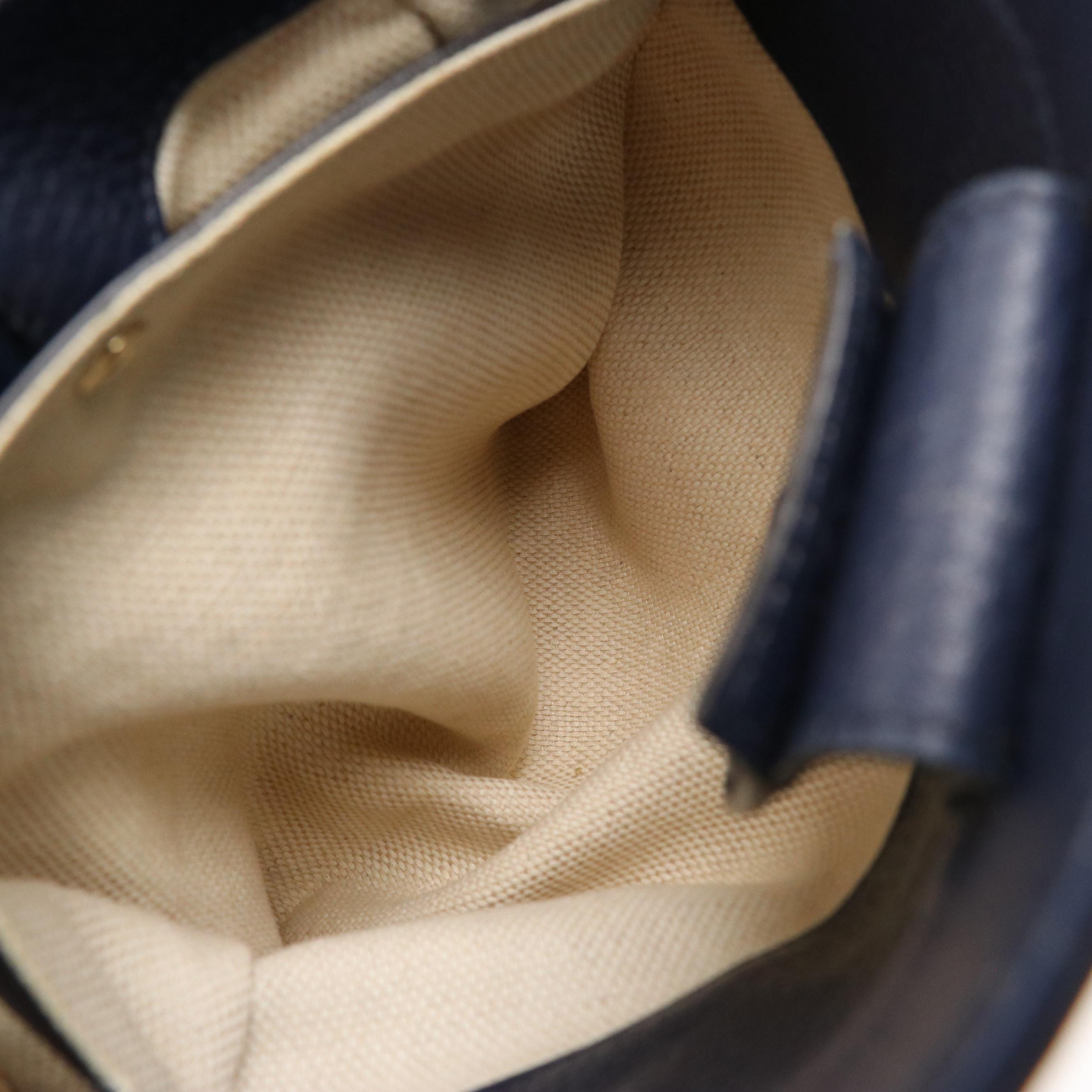 Gucci Bamboo Handle Shopper Tote in Flora Canvas and Deep Blue Calfskin Leather