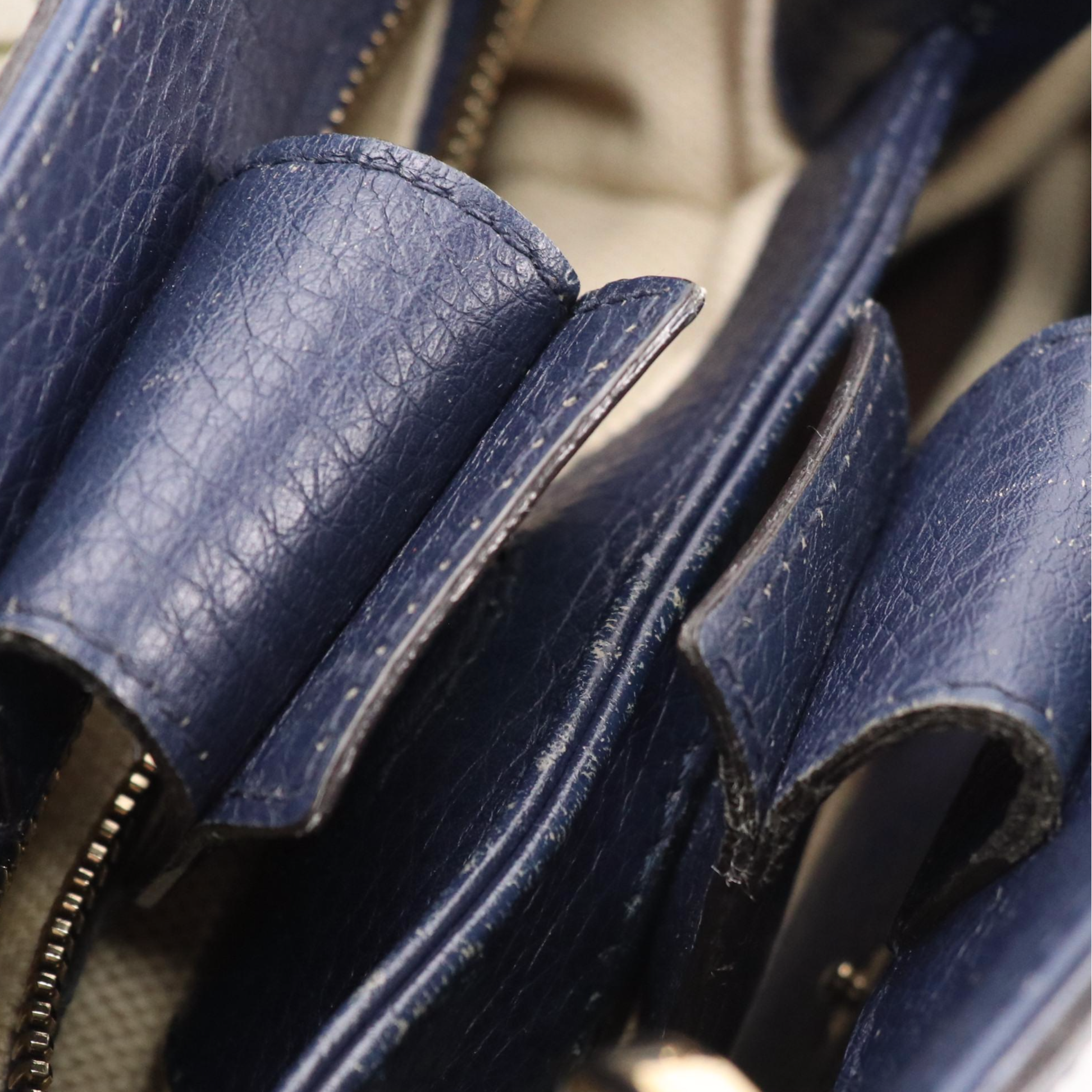 Gucci Bamboo Handle Shopper Tote in Flora Canvas and Deep Blue Calfskin Leather