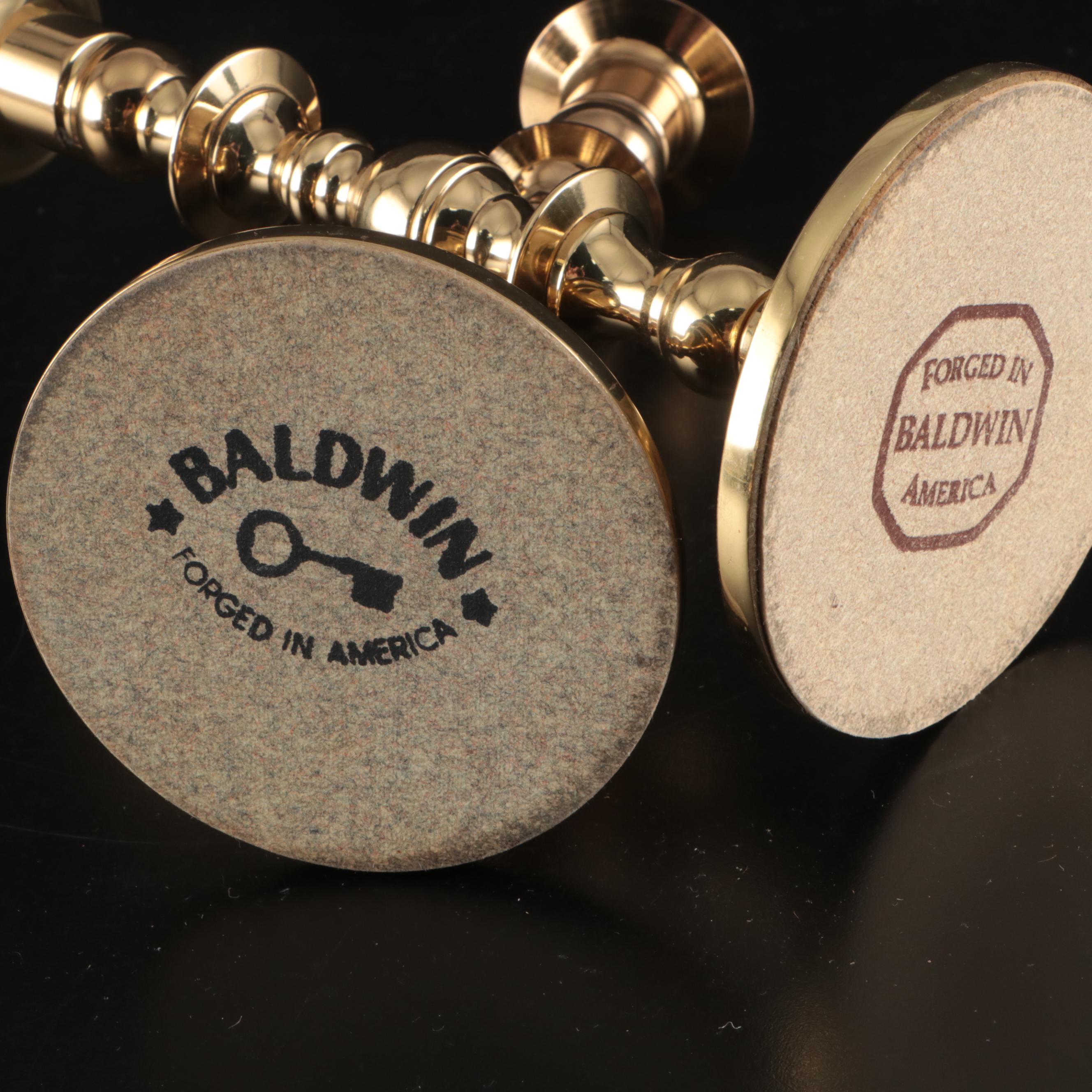 Baldwin Brass and Other Brass Finish Candle Holders with Wax Tapers