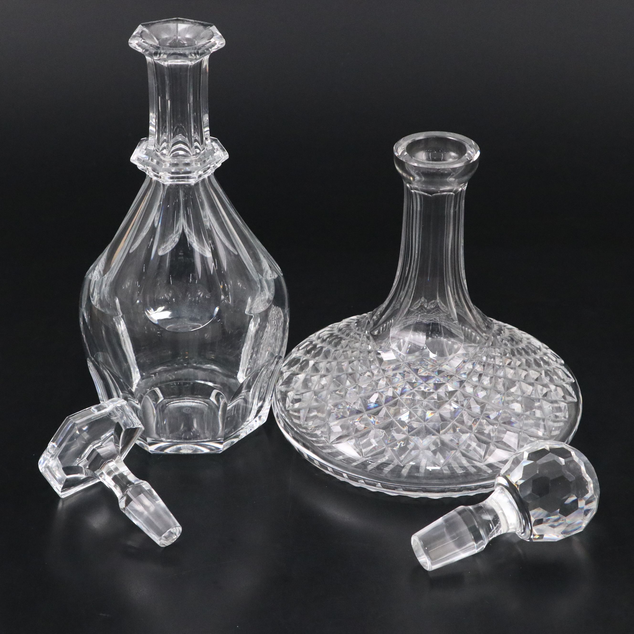 Baccarat, Waterford and Gorham Crystal Decanters and Bud Vase