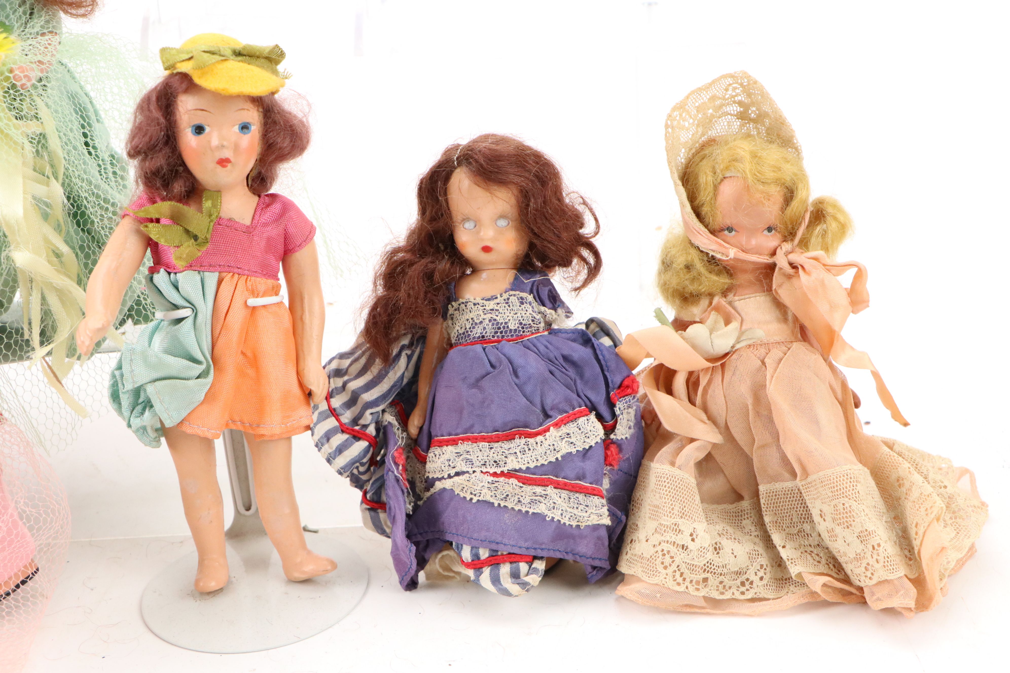 Collection of Mid-Century Vintage Dolls with Children's Ceramic Novelty Tea Set