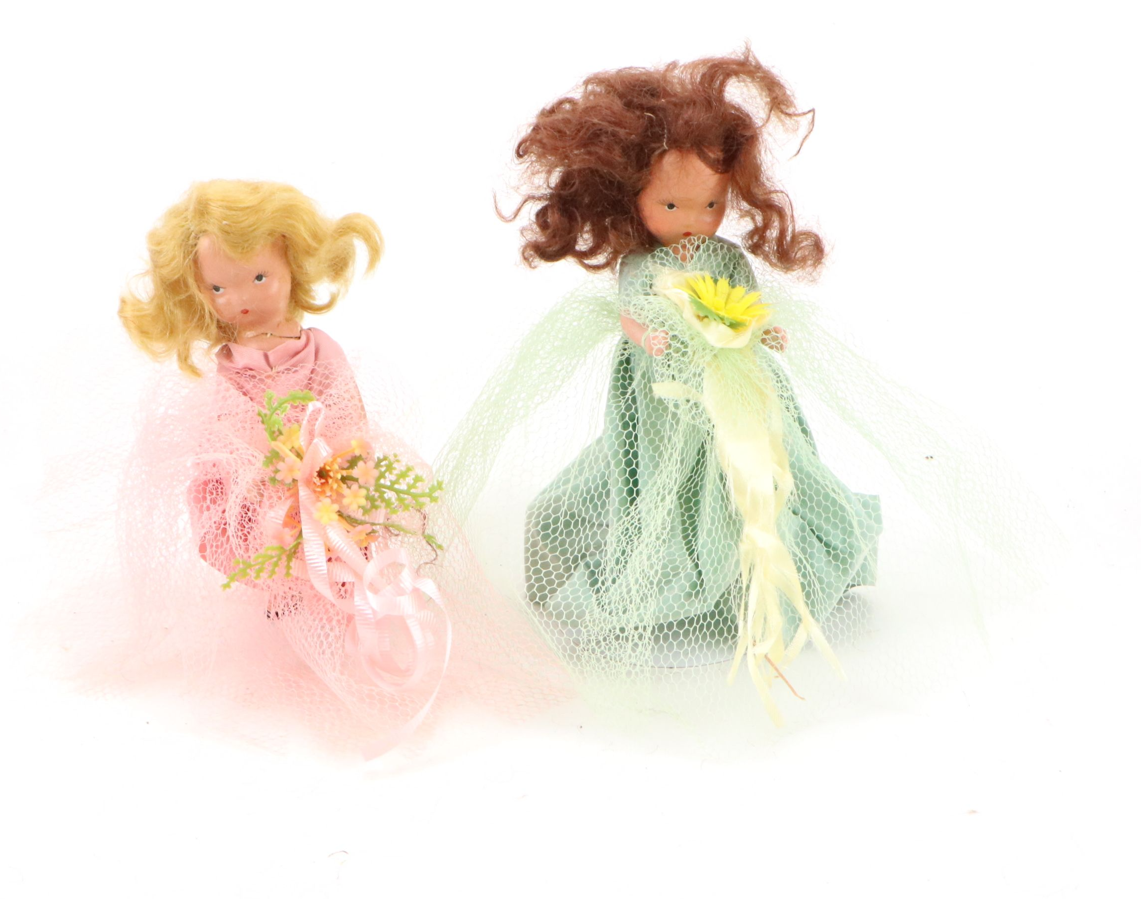 Collection of Mid-Century Vintage Dolls with Children's Ceramic Novelty Tea Set